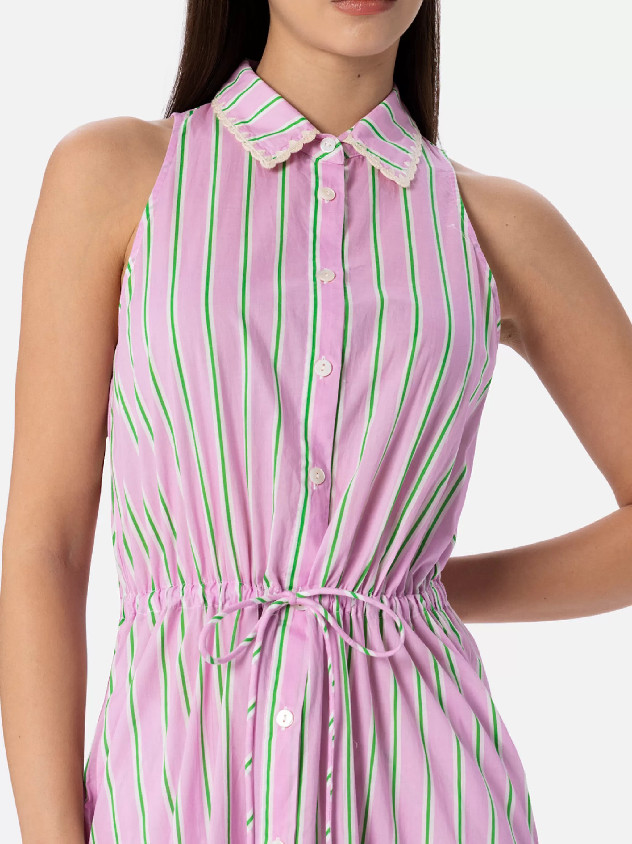 MC2 Saint Barth Woman halterneck dress with striped print Sale