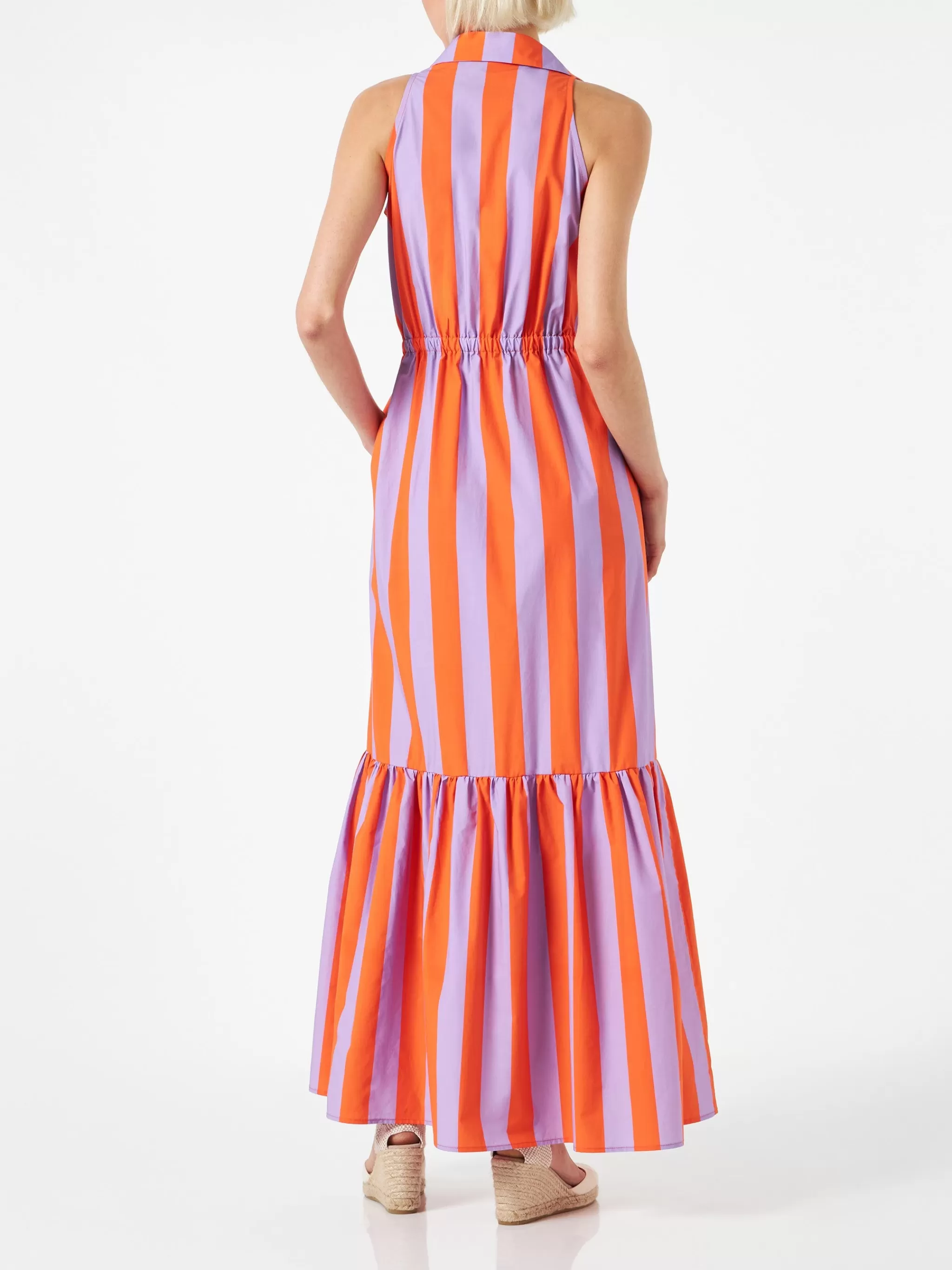 MC2 Saint Barth Woman halterneck dress with striped print Flash Sale