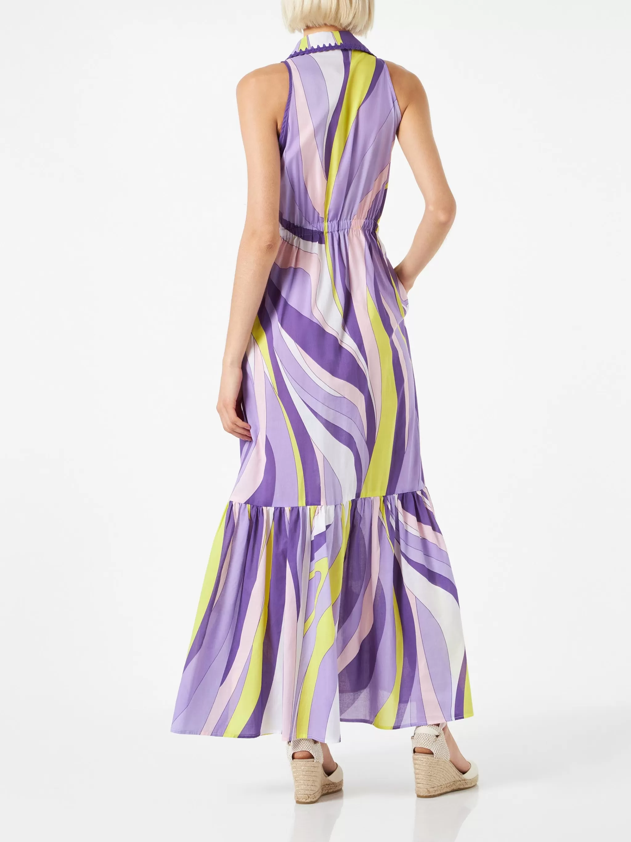 MC2 Saint Barth Woman halterneck dress with wave print Store