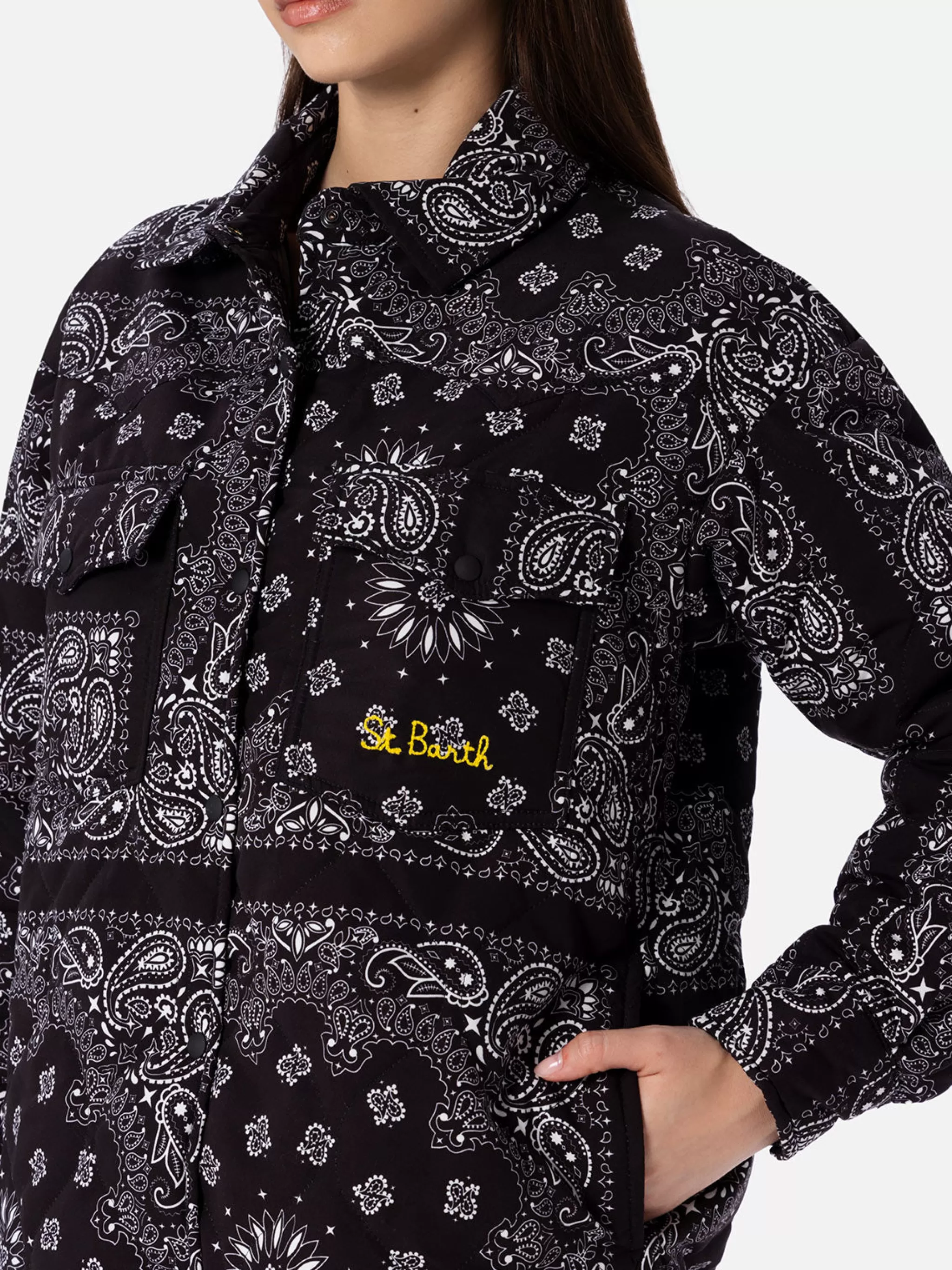 MC2 Saint Barth Woman jacket with black bandanna print Flash Sale