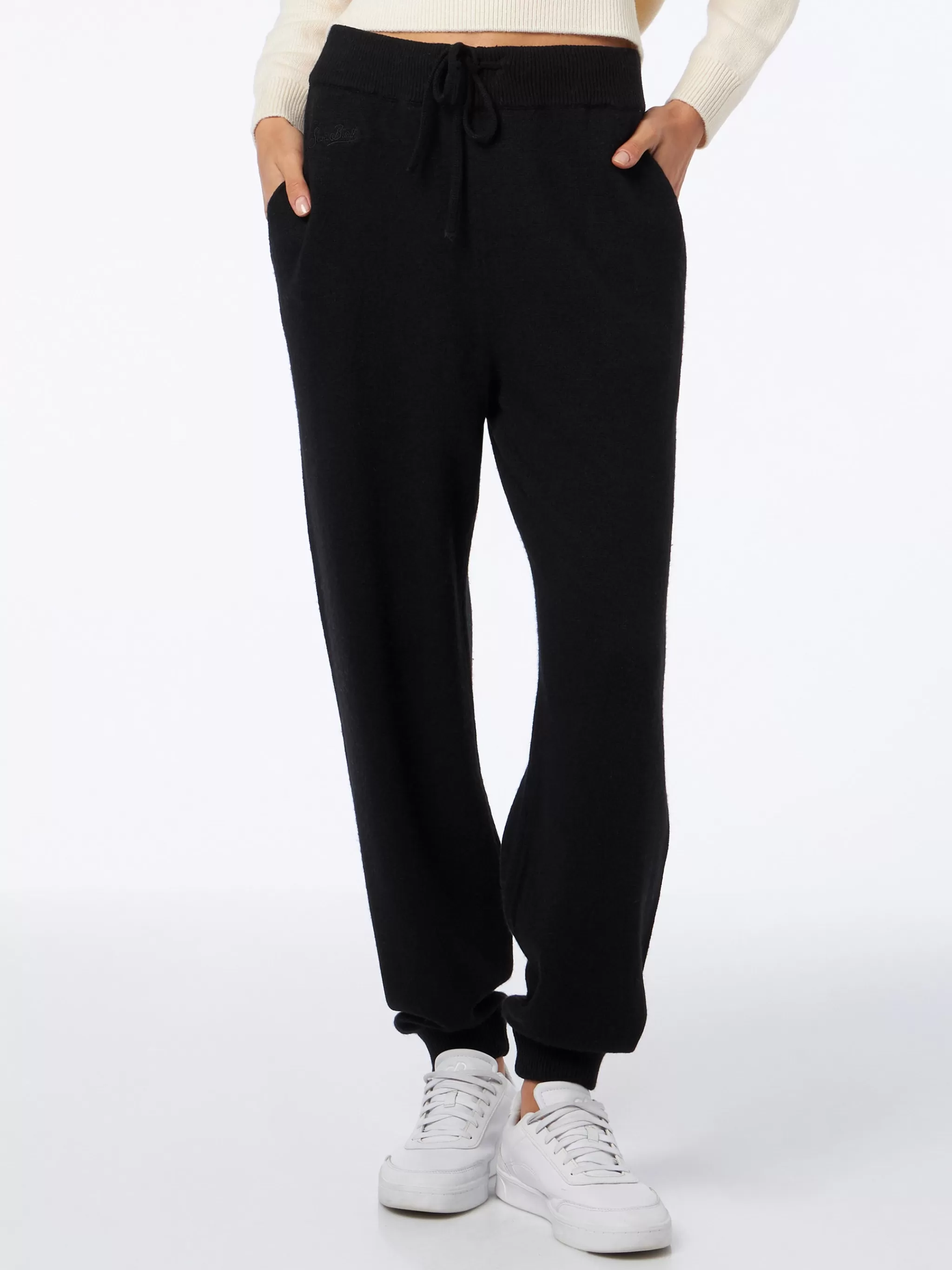 MC2 Saint Barth Woman knitted black jogger pants Store