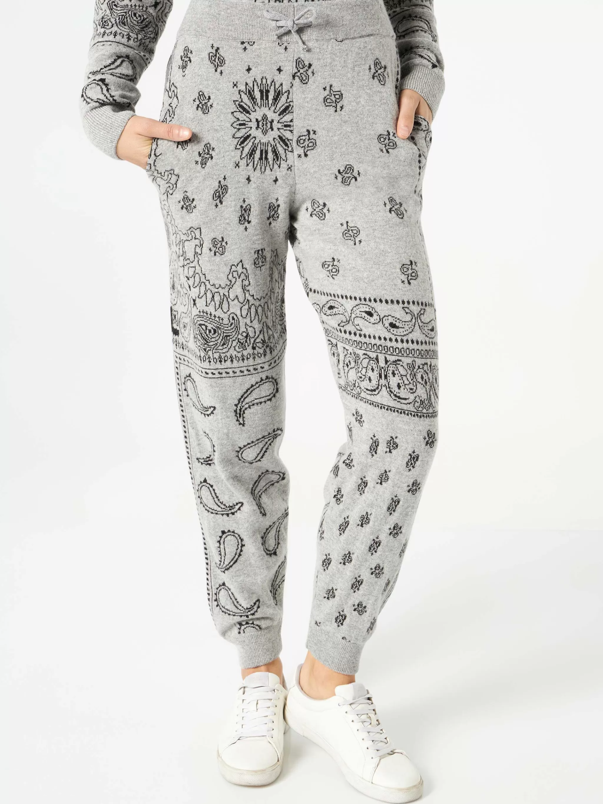 MC2 Saint Barth Woman lightweight knit sweatpants with grey bandanna print Flash Sale