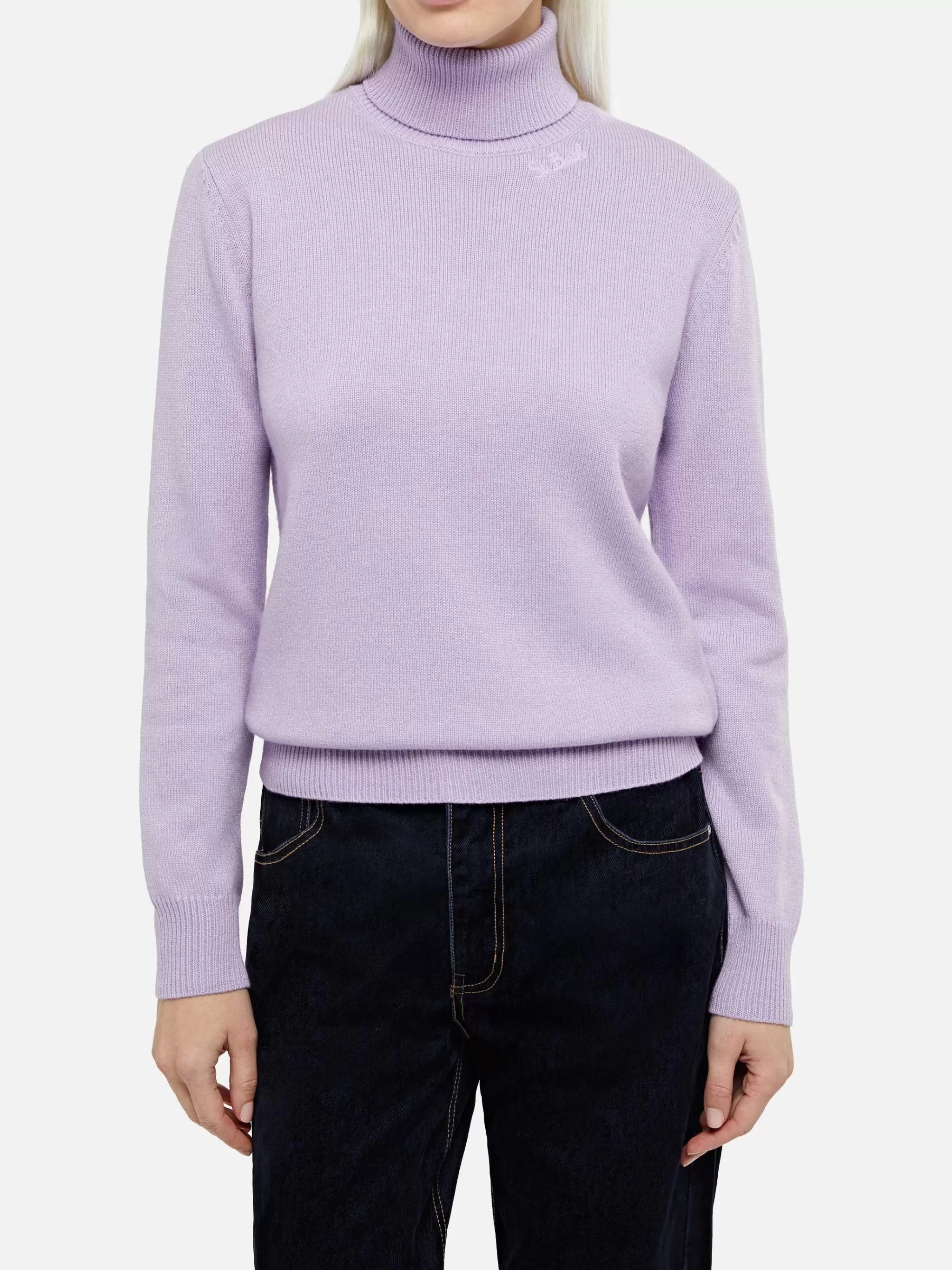 MC2 Saint Barth Woman lilac cashmere blend turtleneck sweater Moody Shop