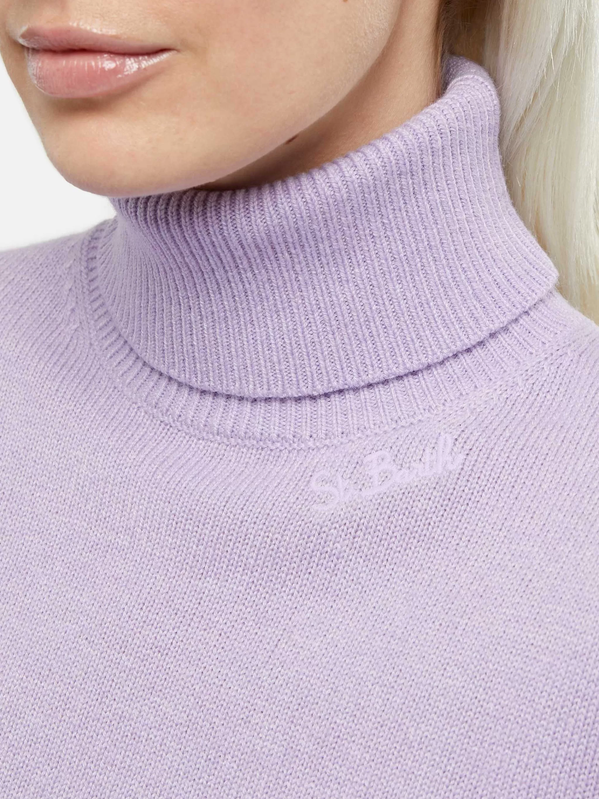 MC2 Saint Barth Woman lilac cashmere blend turtleneck sweater Moody Shop