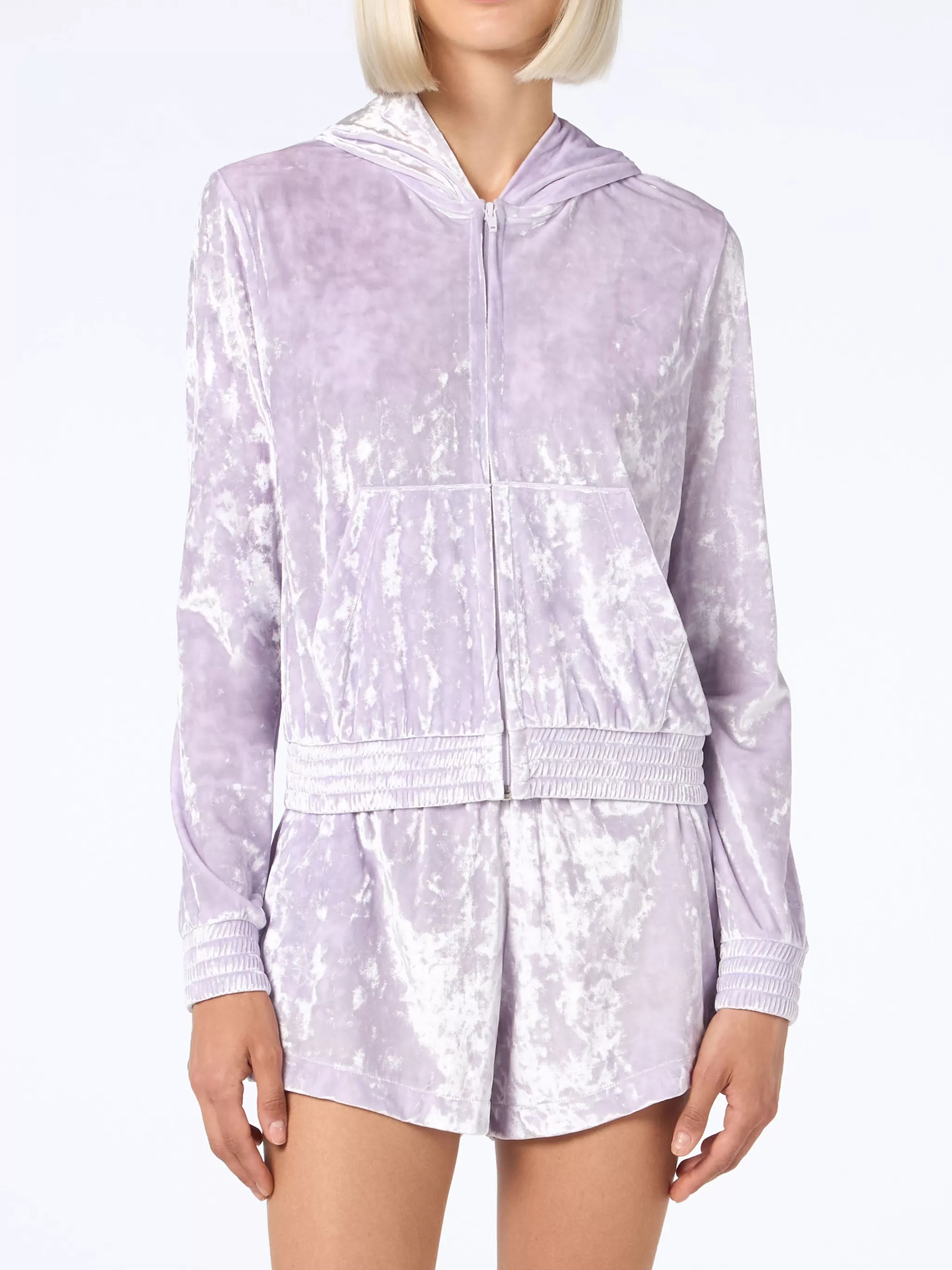 MC2 Saint Barth Woman lilac chenille zipped hoodie Jasmine Fashion