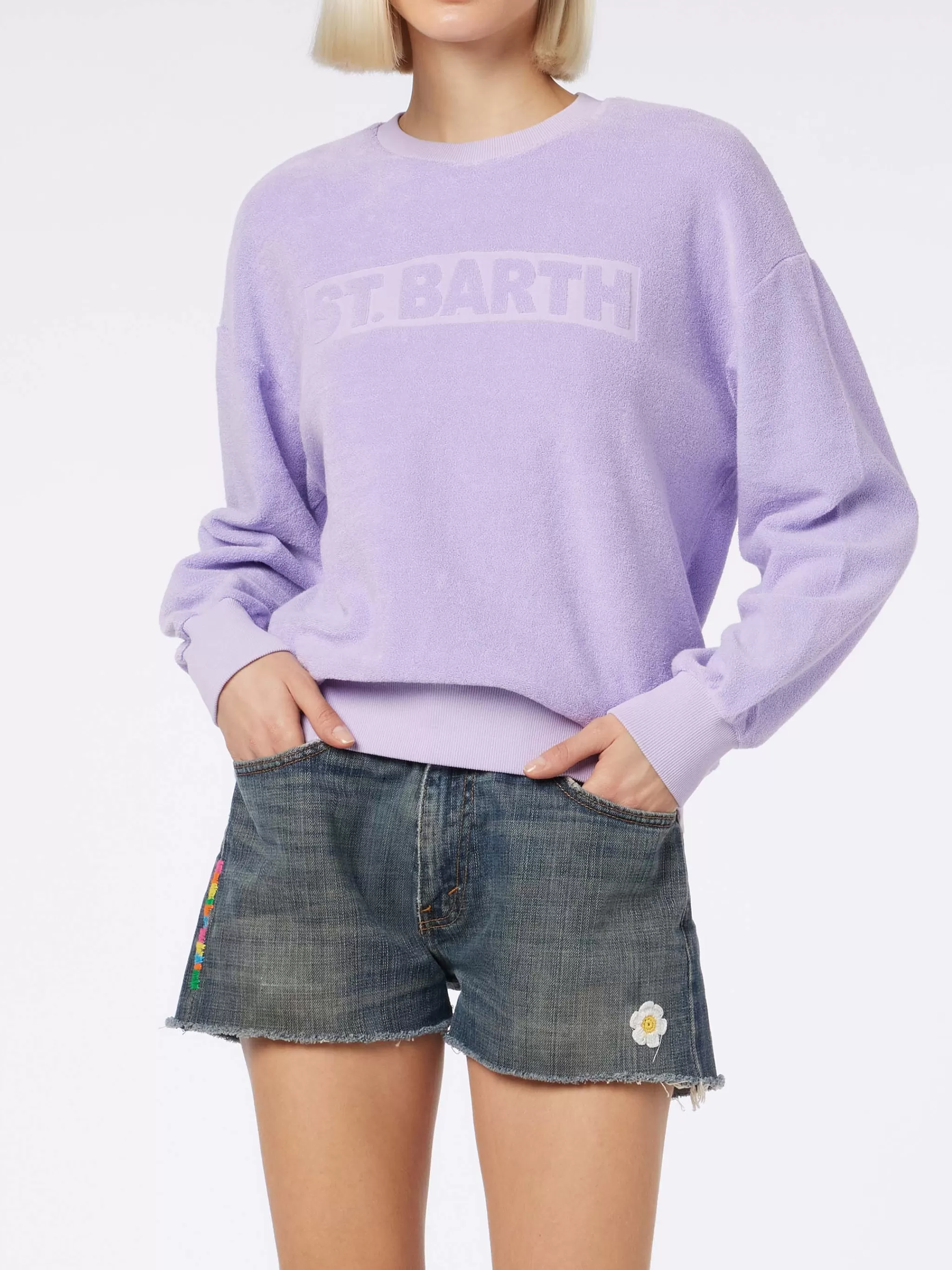 MC2 Saint Barth Woman lilac terry cotton Stardust sweatshirt Clearance