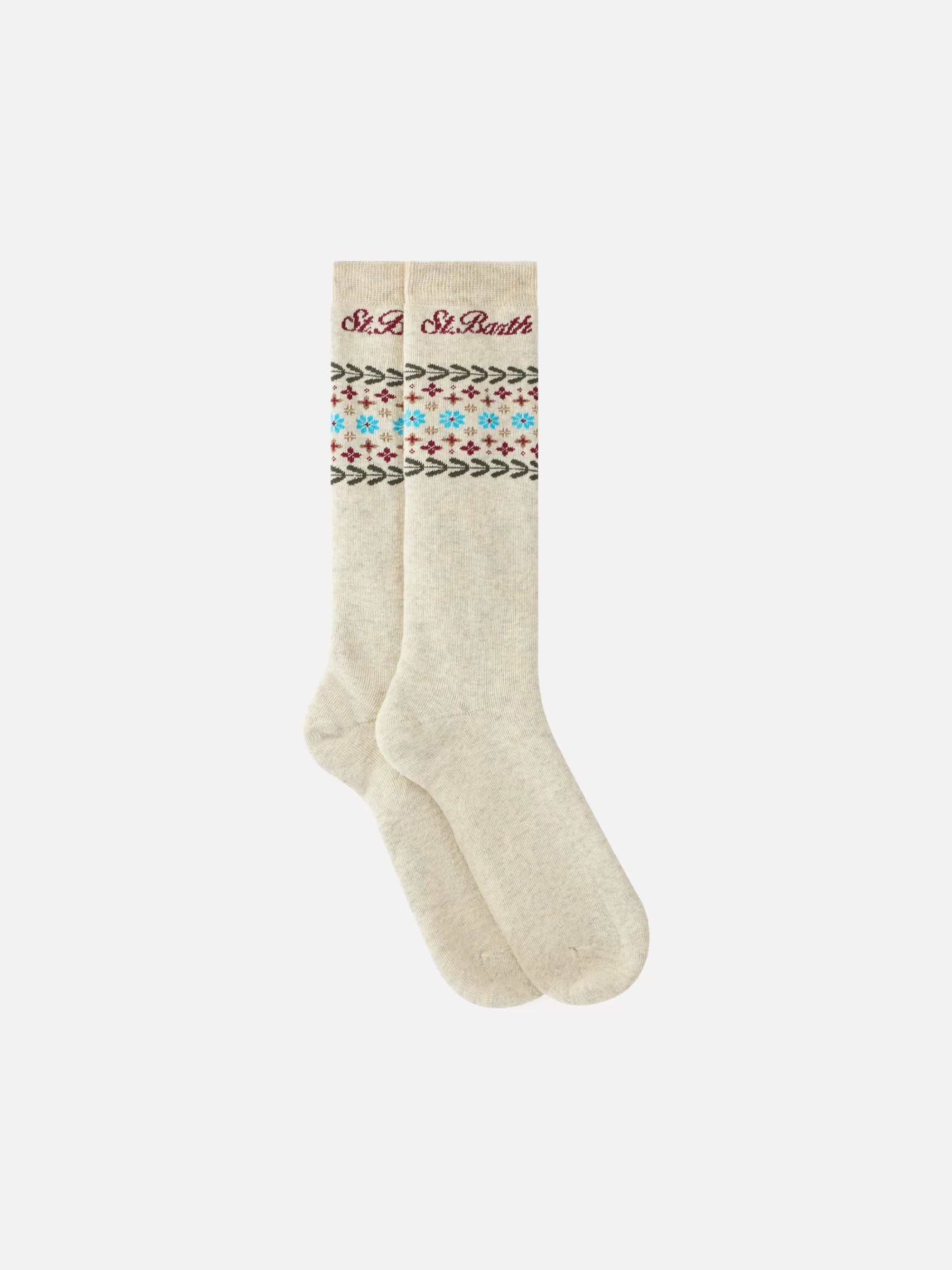 MC2 Saint Barth Woman mid-high socks with fair isle jacquard Flash Sale