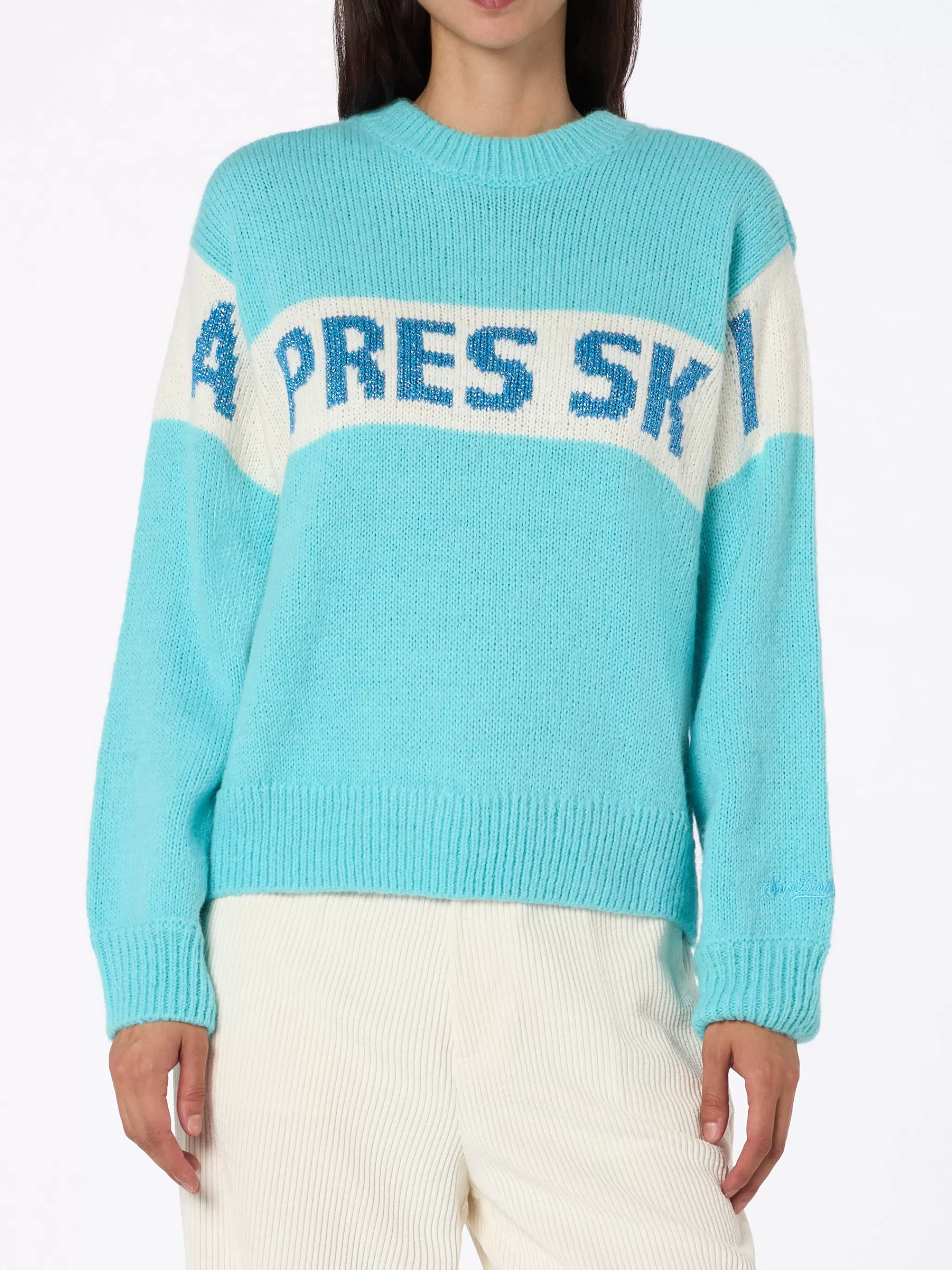 MC2 Saint Barth Woman mint green sweater Danya with Apres ski print Store