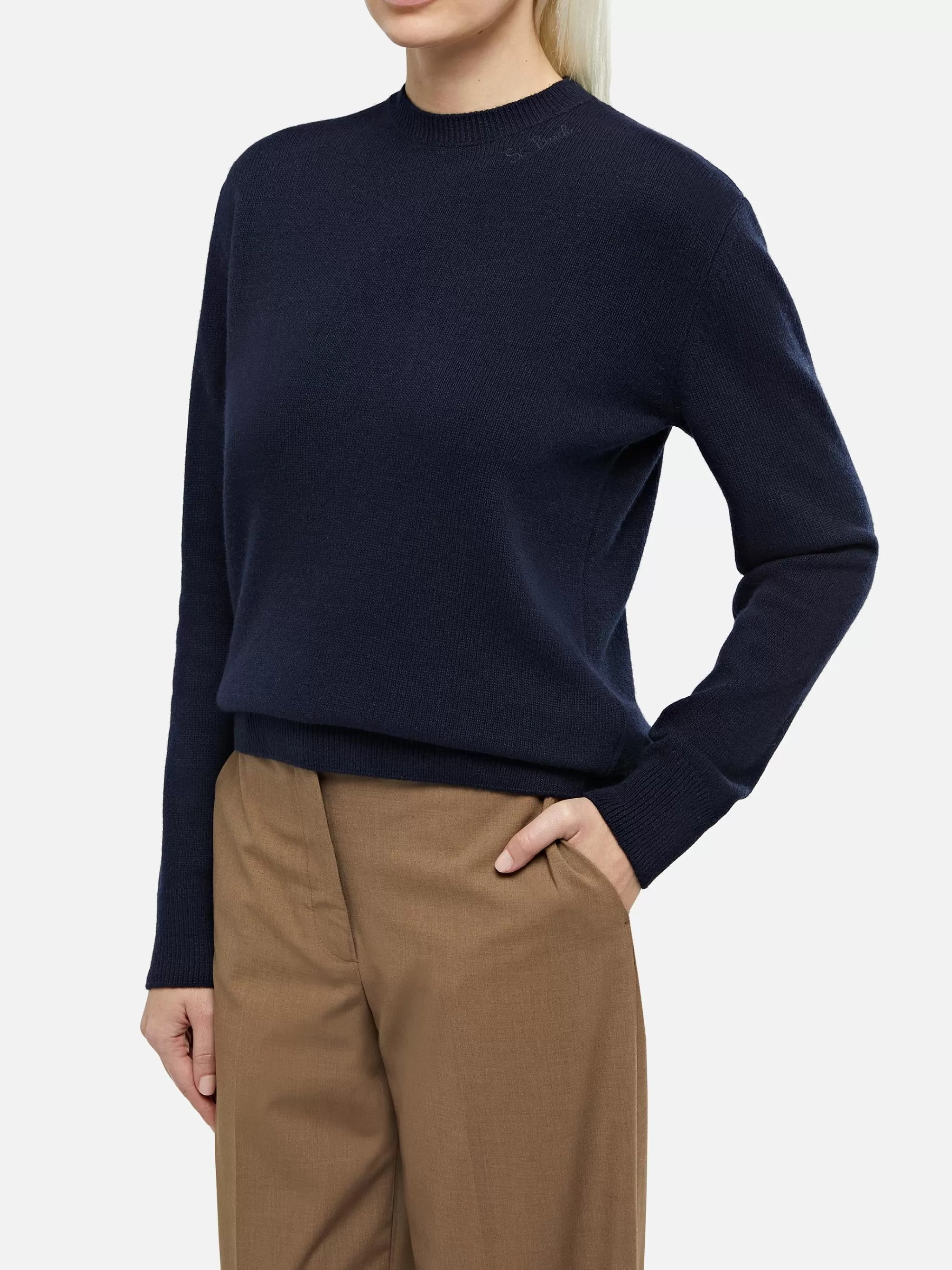 MC2 Saint Barth Woman navy blue cashmere blend sweater Sorbonne Online