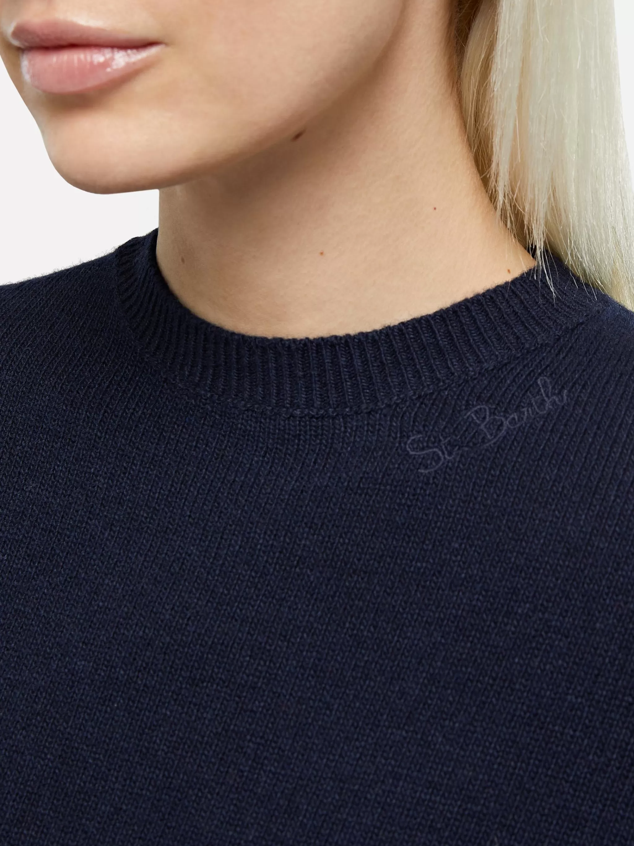 MC2 Saint Barth Woman navy blue cashmere blend sweater Sorbonne Online