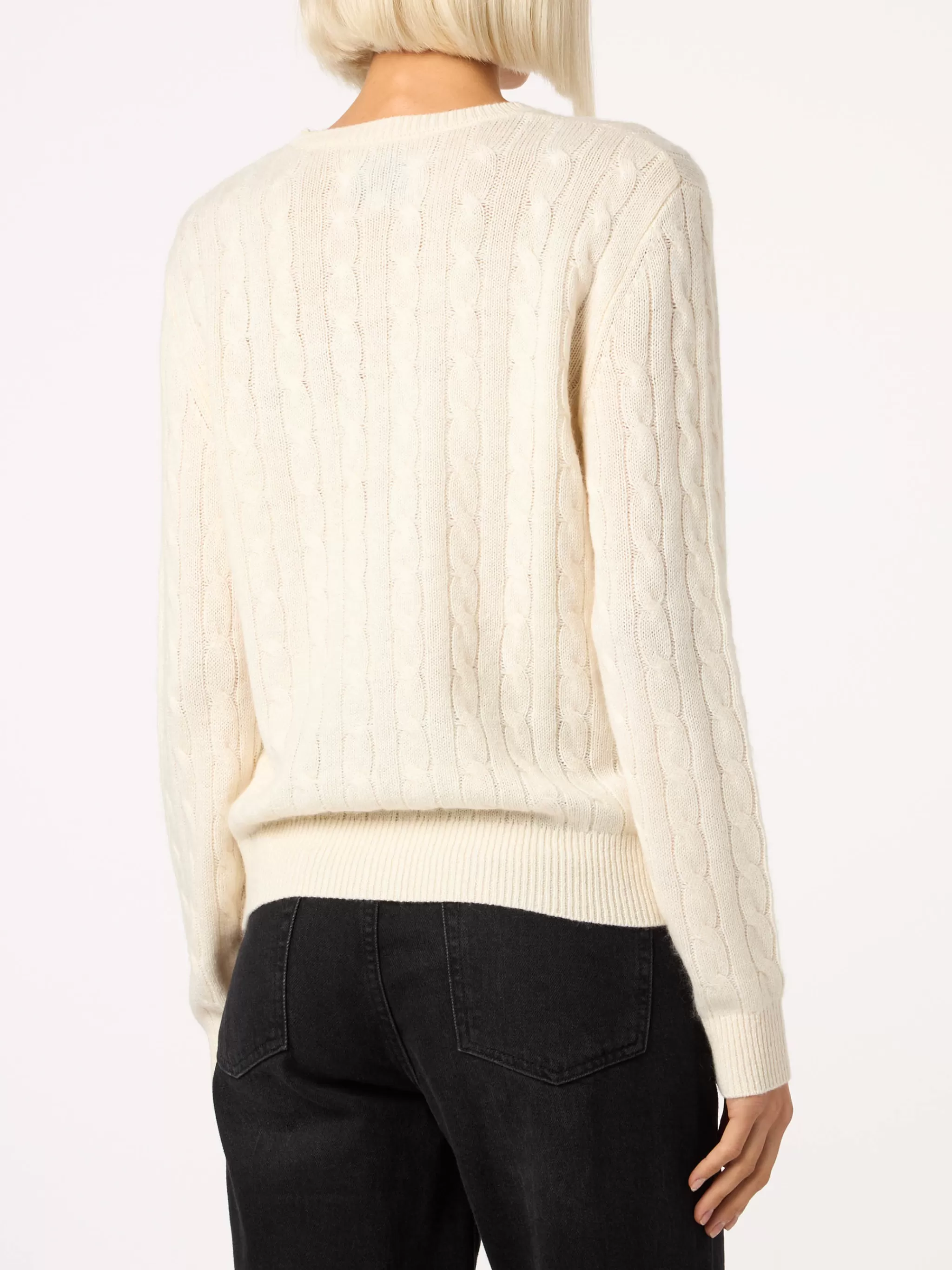 MC2 Saint Barth Woman off-white cashmere blend cable knit sweater Sorbonne Clearance