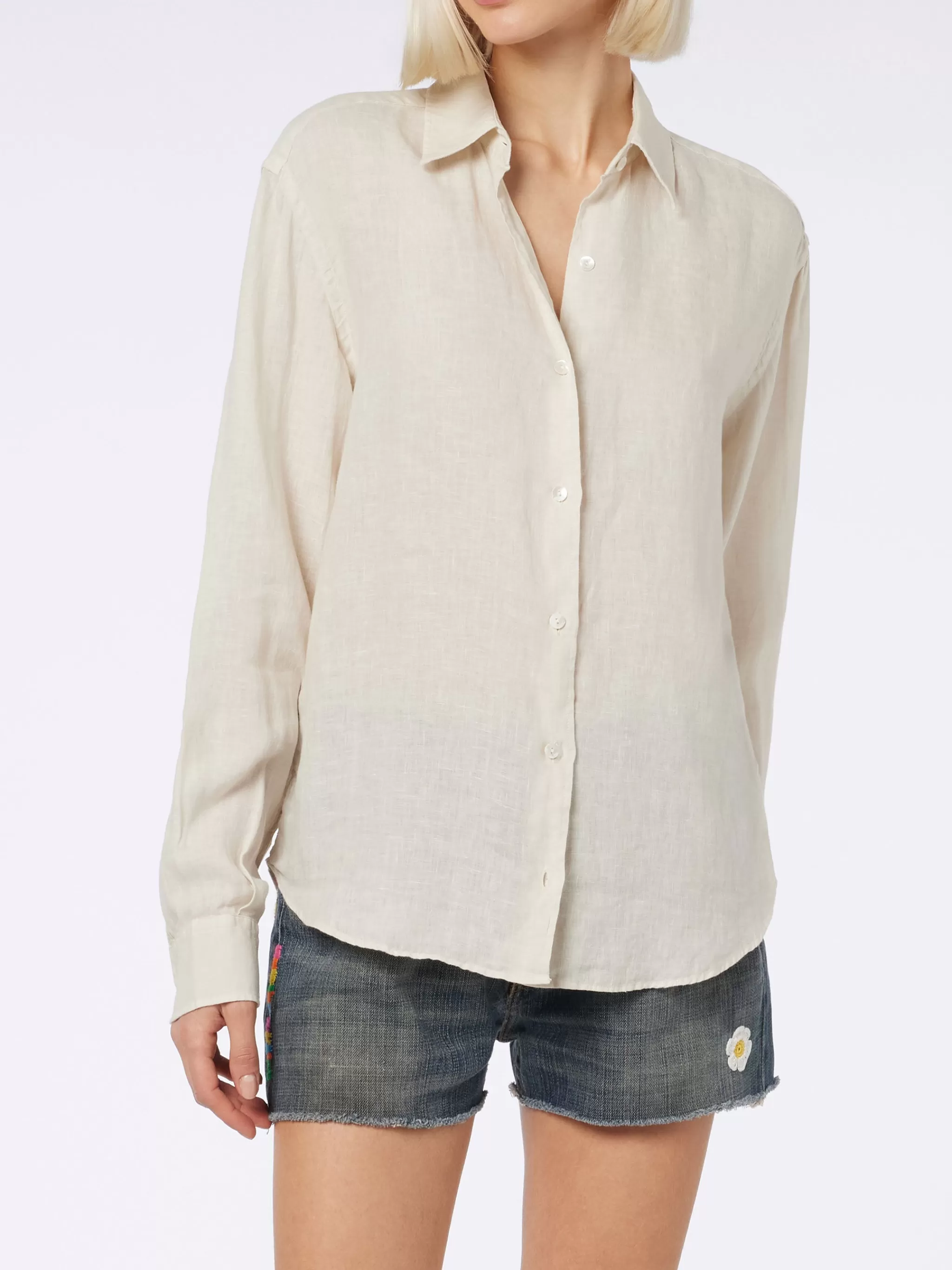 MC2 Saint Barth Woman off-white linen shirt Meredith Sale