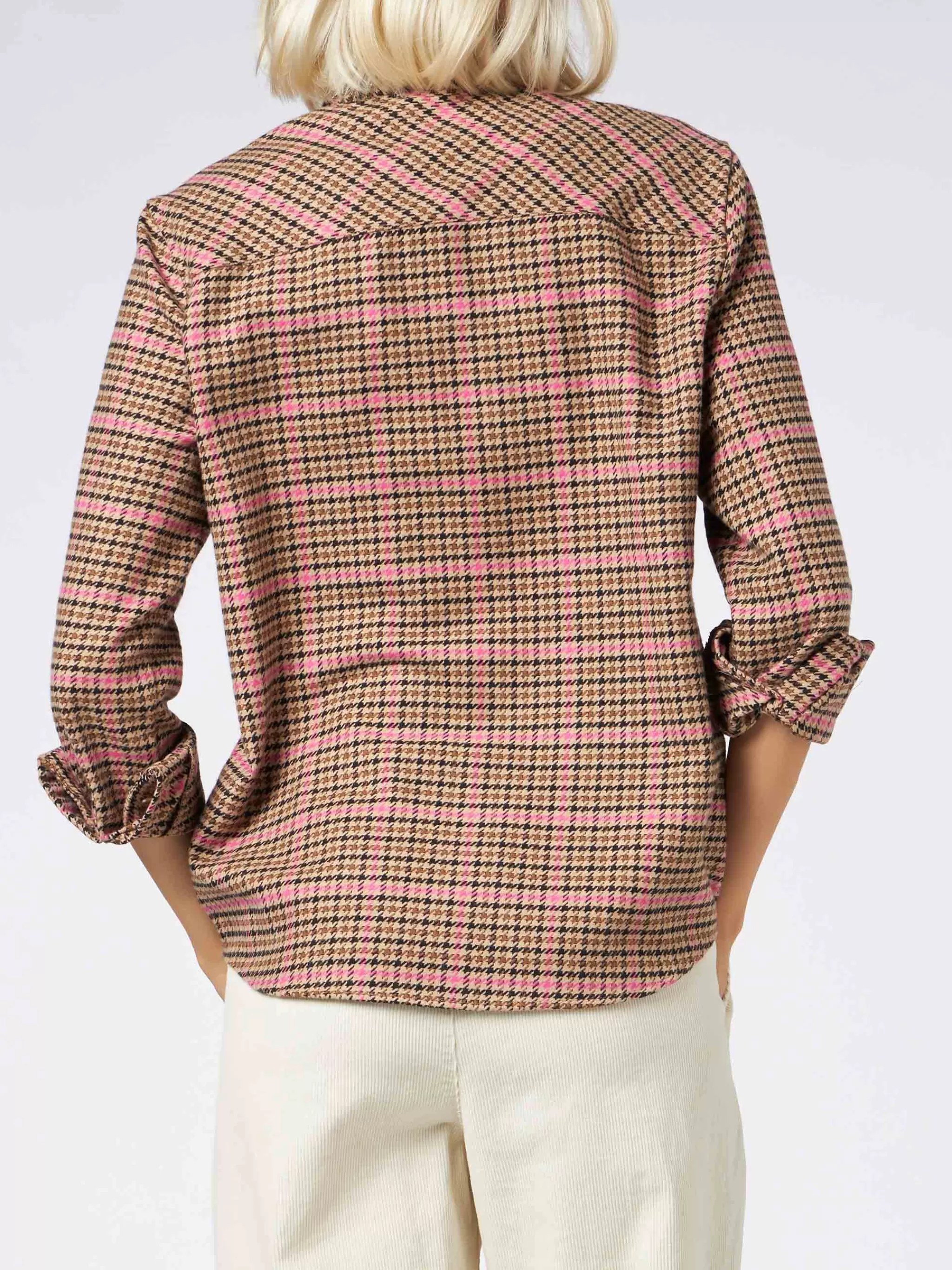 MC2 Saint Barth Woman overshirt with pied de poule print Cheap