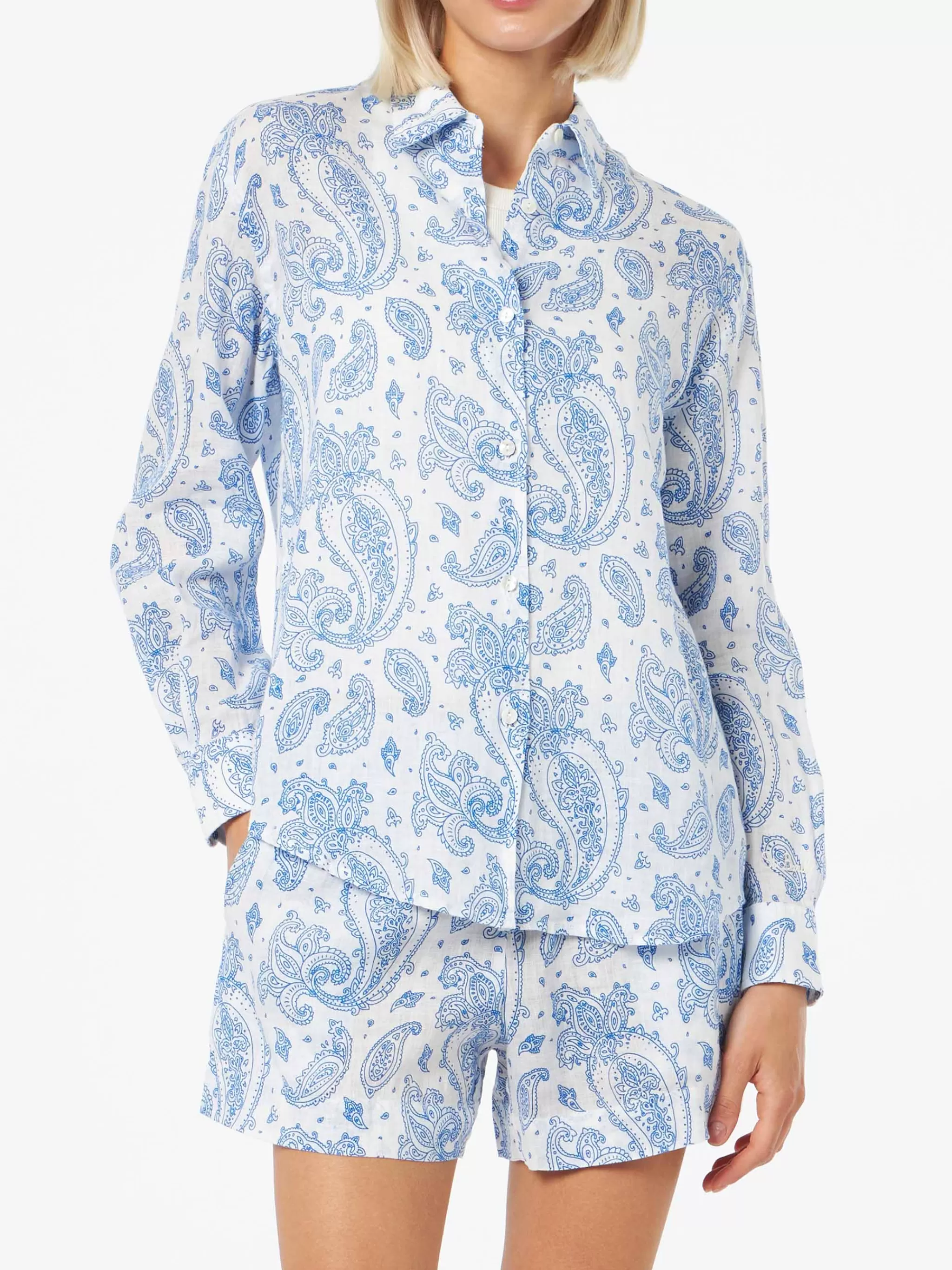 MC2 Saint Barth Woman paisley linen classic shirt Meredith Online