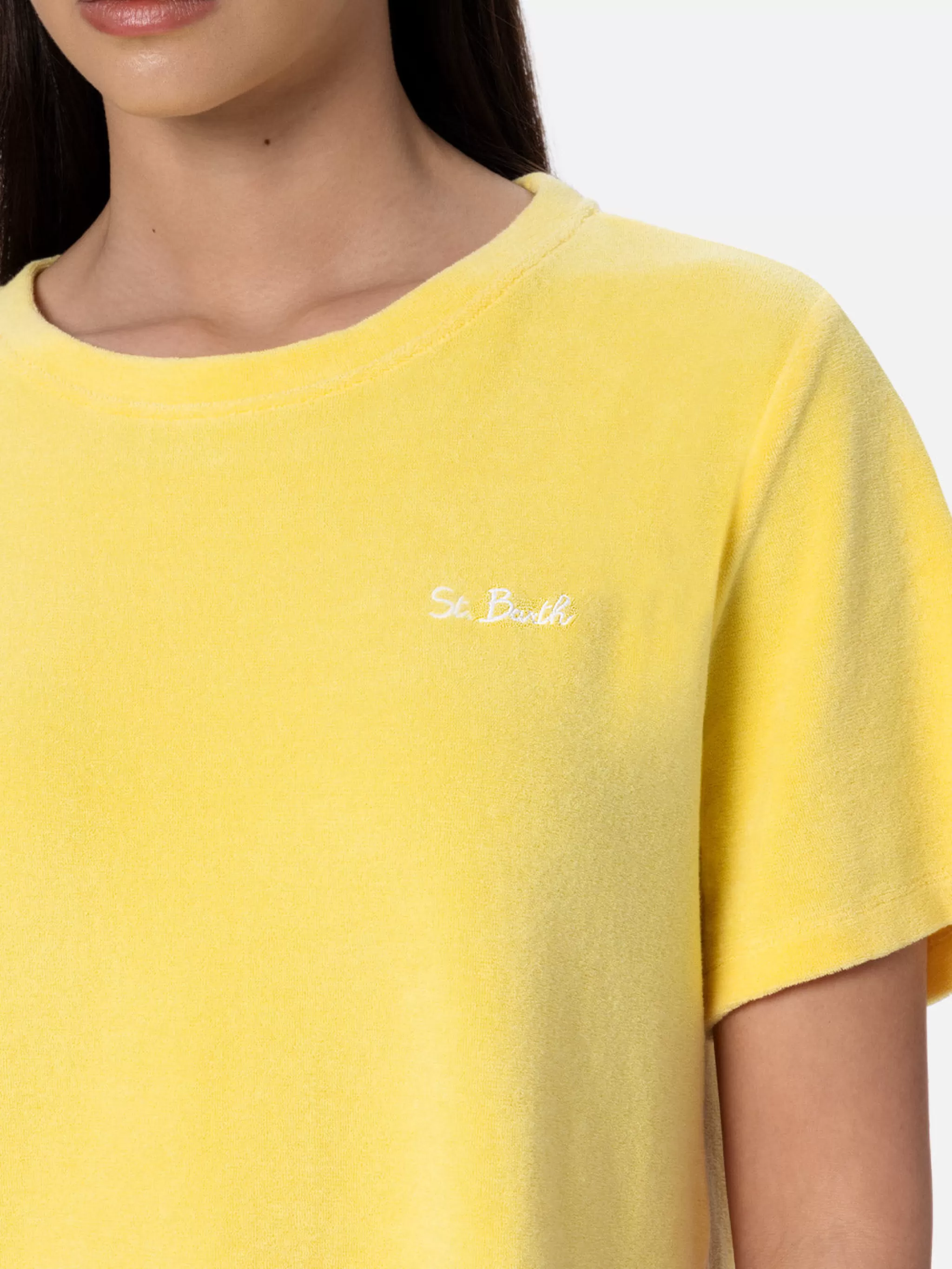 MC2 Saint Barth Woman pale yellow terry cotton crewneck t-shirt Emilie Best Sale