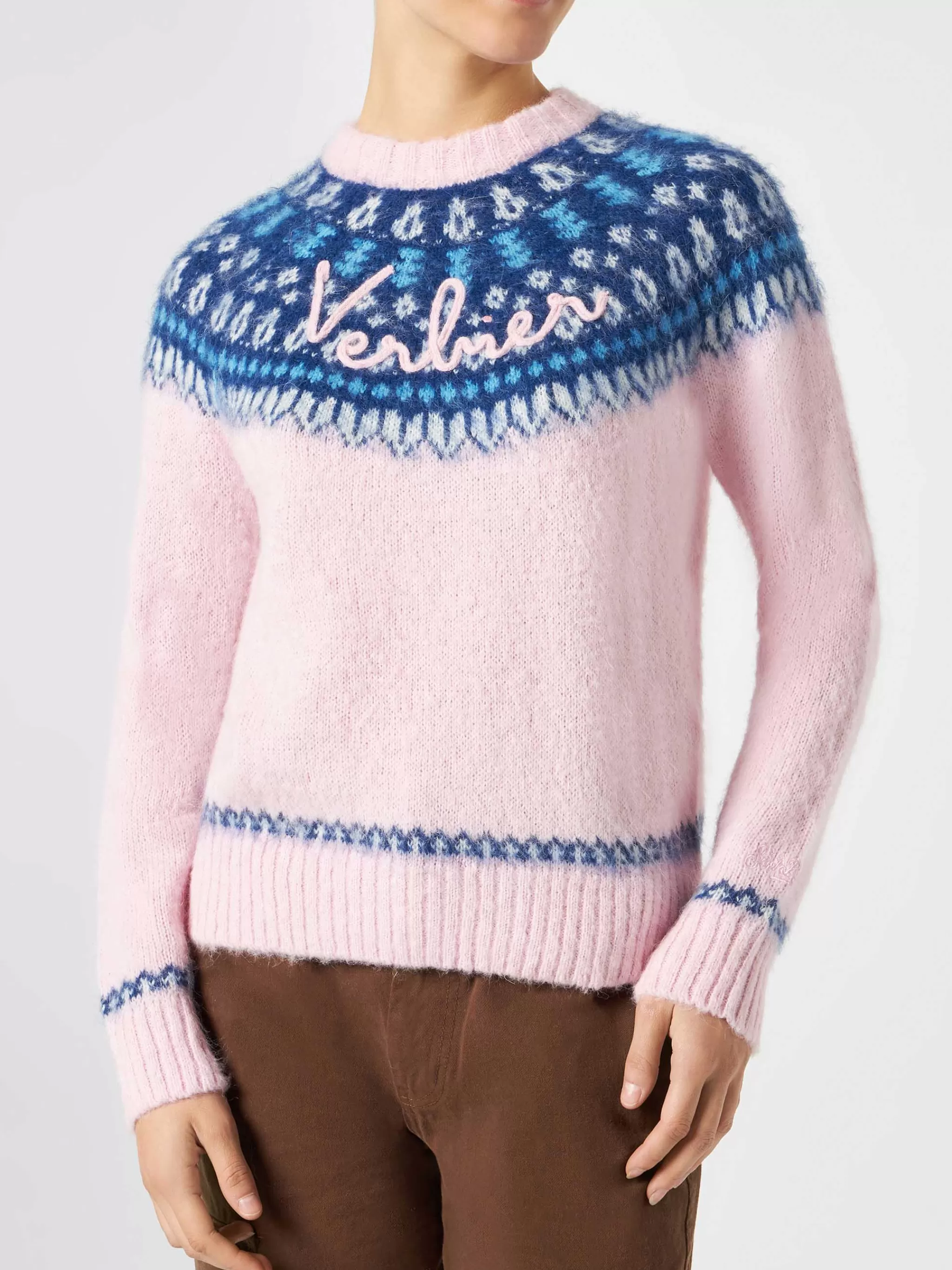 MC2 Saint Barth Woman pink crewneck nordic jacquard sweater Flash Sale