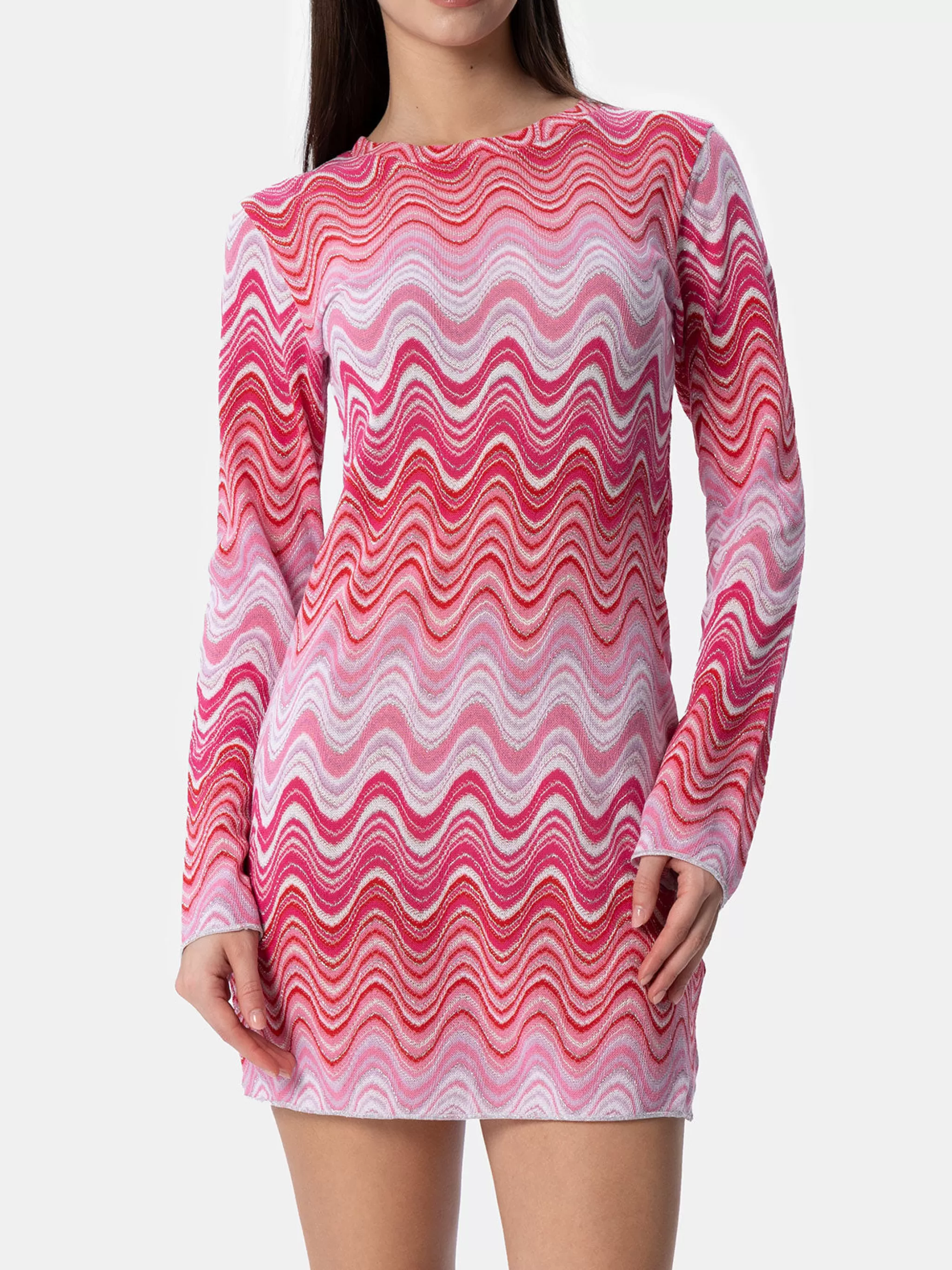 MC2 Saint Barth Woman raschel knit pink short dress Imany Online