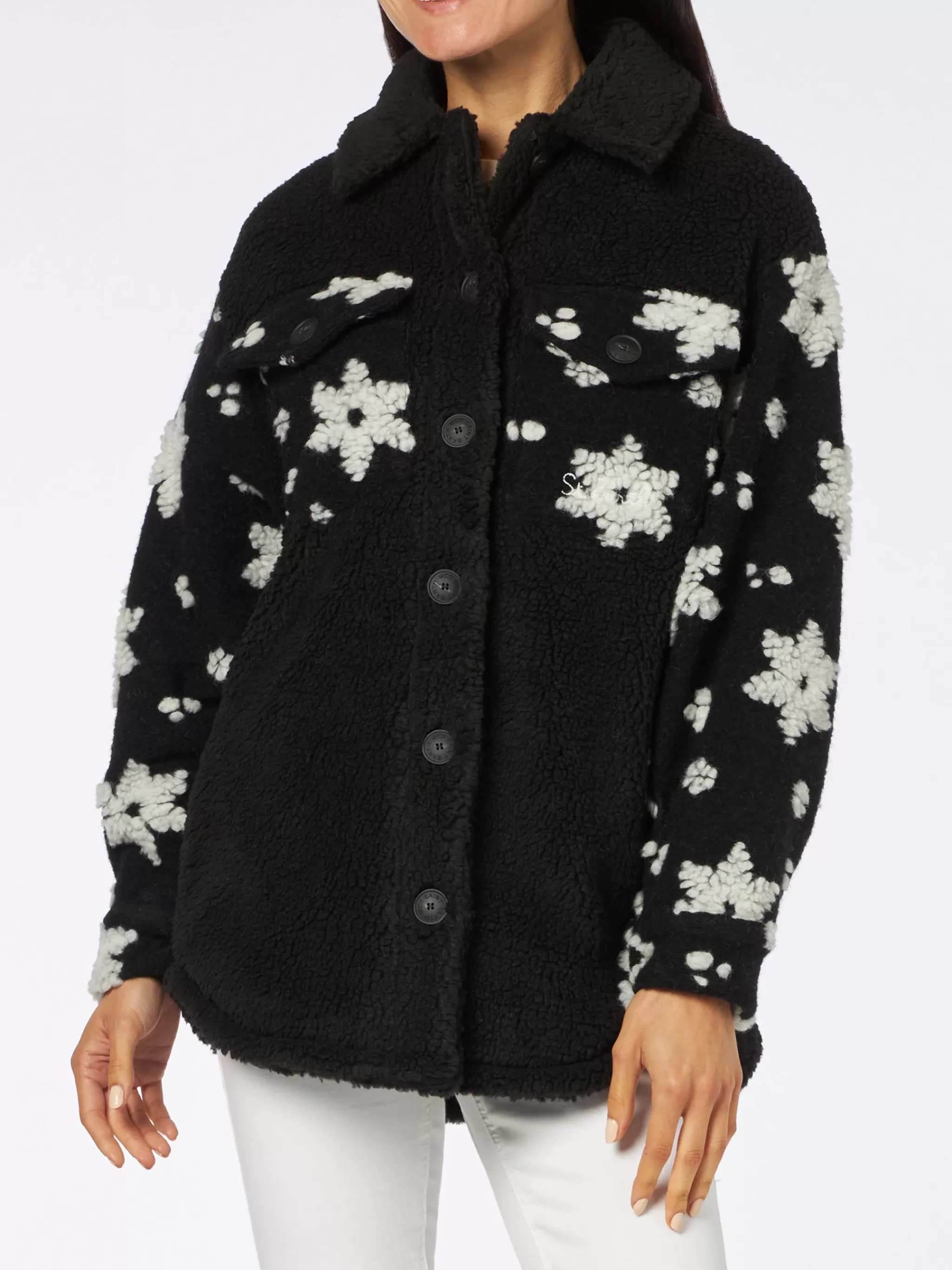 MC2 Saint Barth Woman sherpa overshirt with snow flakes print Best