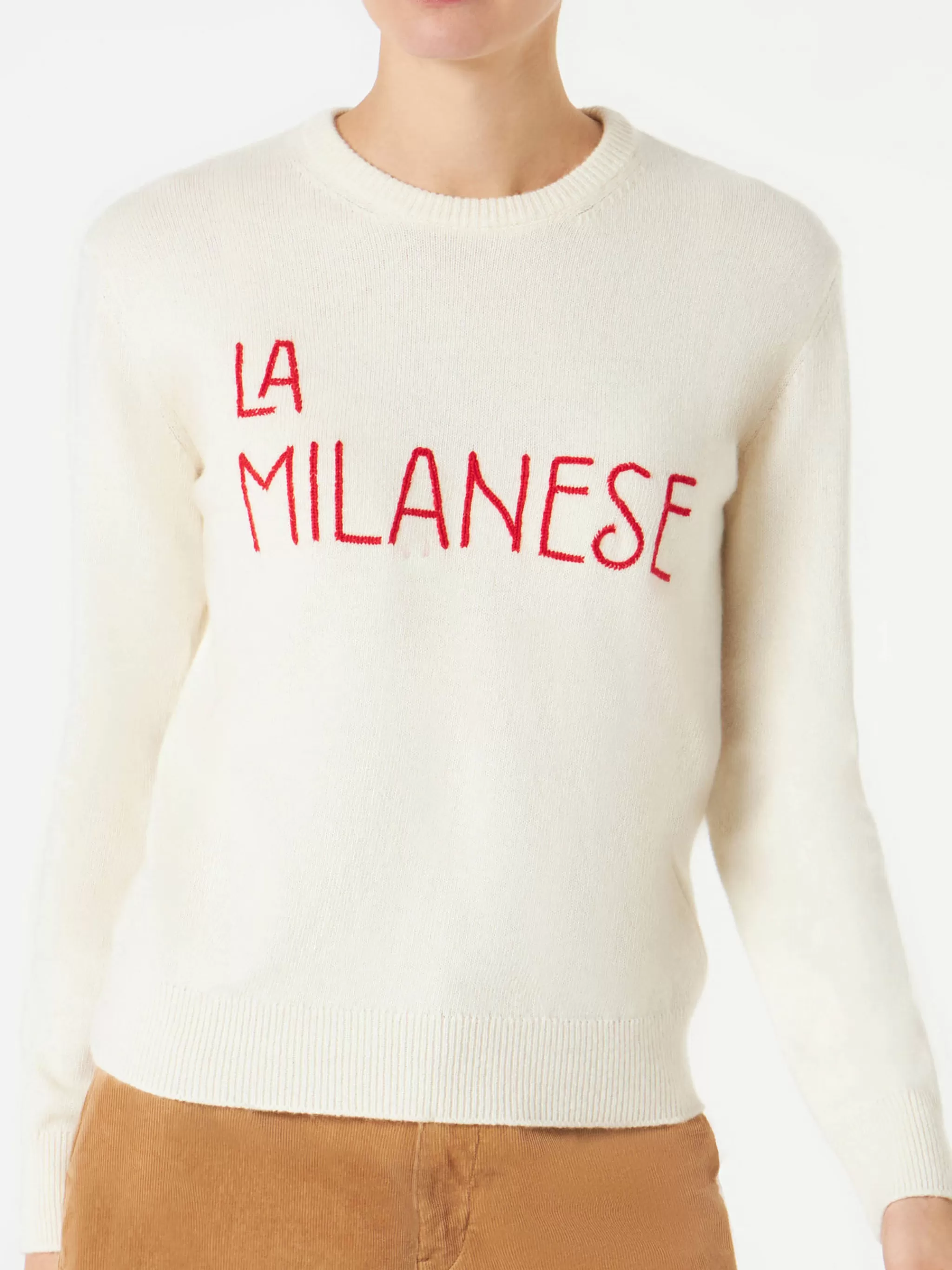 MC2 Saint Barth Woman sweater with La Milanese embroidery | Michela Proietti Co-Lab Outlet