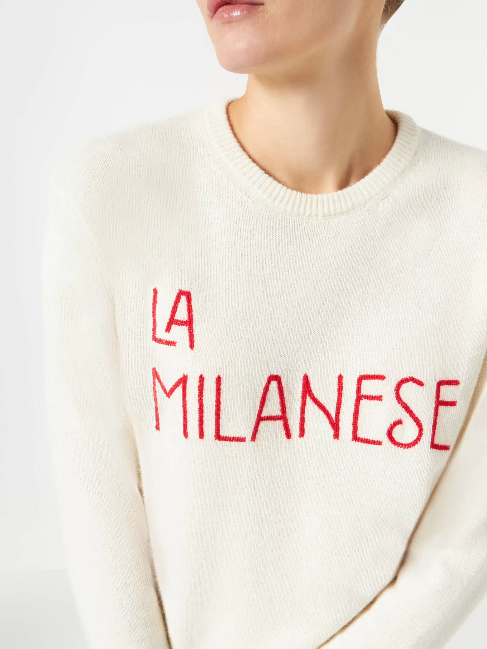 MC2 Saint Barth Woman sweater with La Milanese embroidery | Michela Proietti Co-Lab Outlet