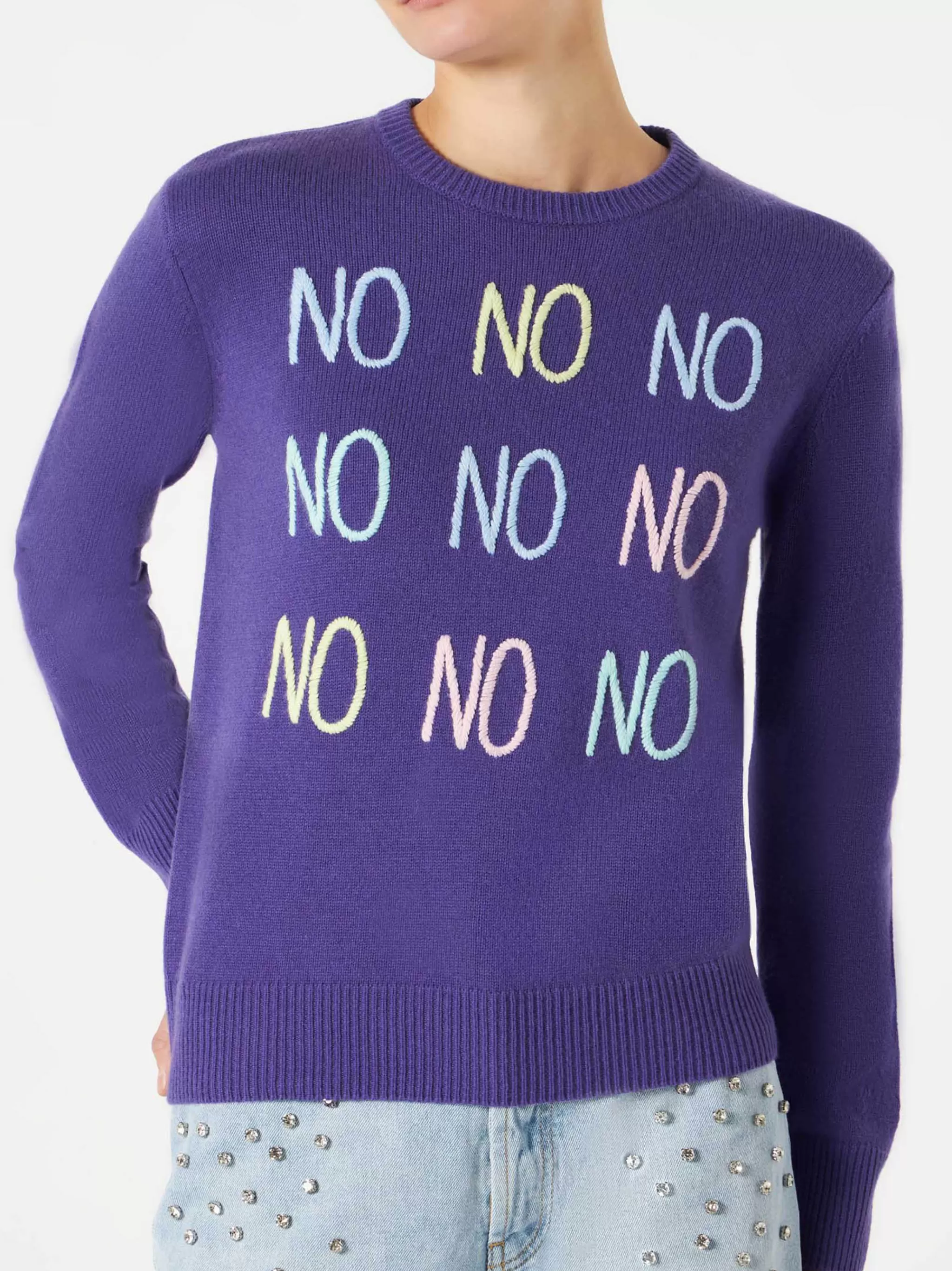 MC2 Saint Barth Woman sweater with NO NO NO embroidery Best