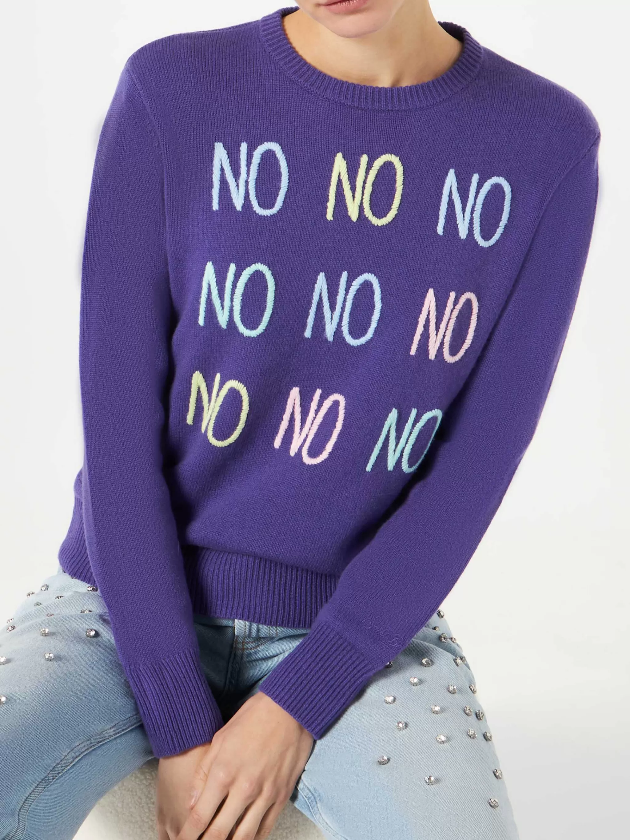 MC2 Saint Barth Woman sweater with NO NO NO embroidery Best