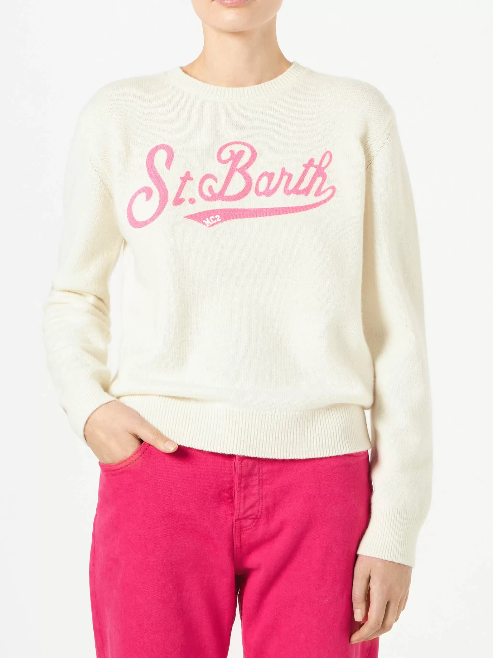 MC2 Saint Barth Woman sweater with Saint Barth terry logo Clearance