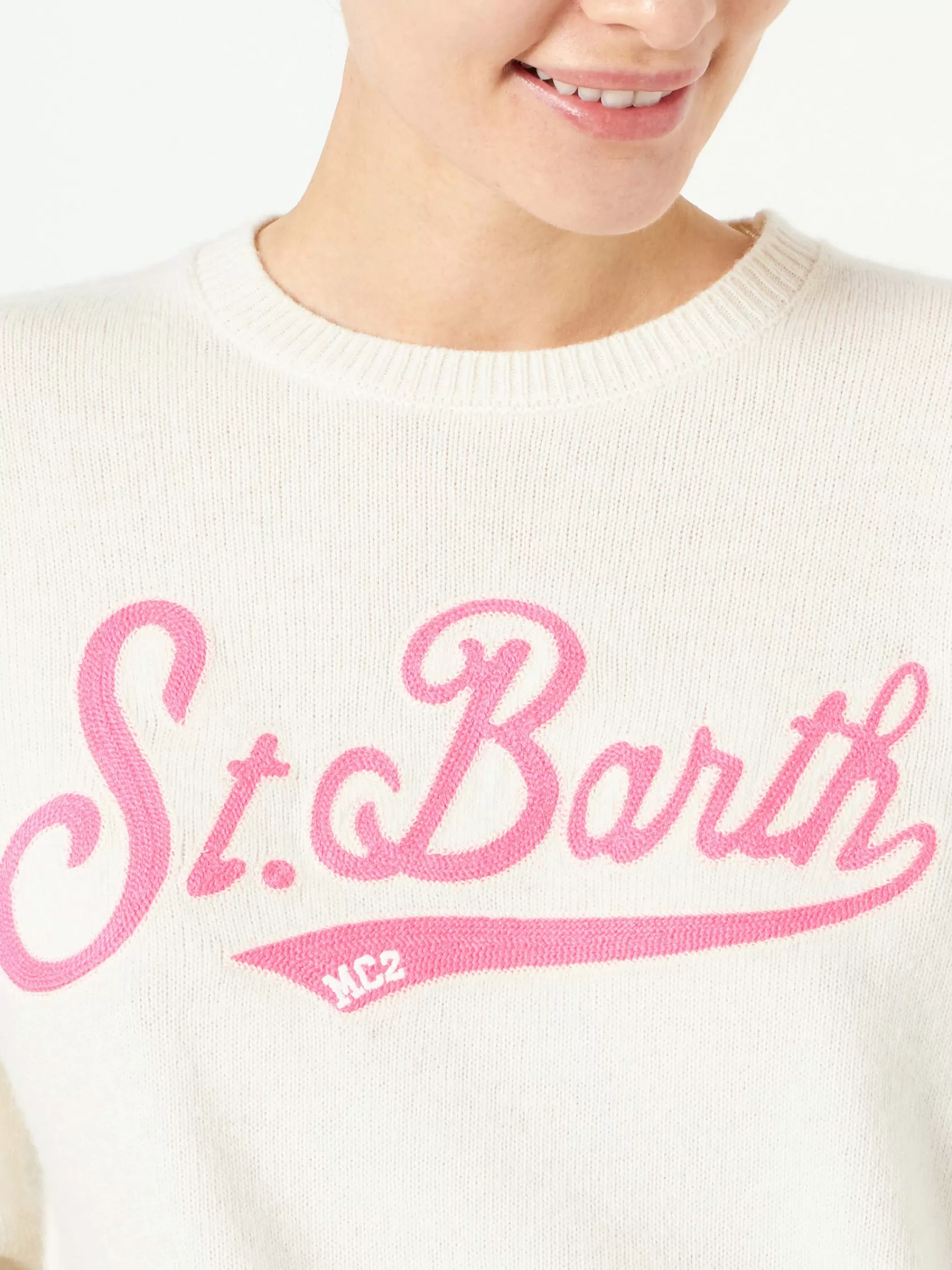 MC2 Saint Barth Woman sweater with Saint Barth terry logo Clearance