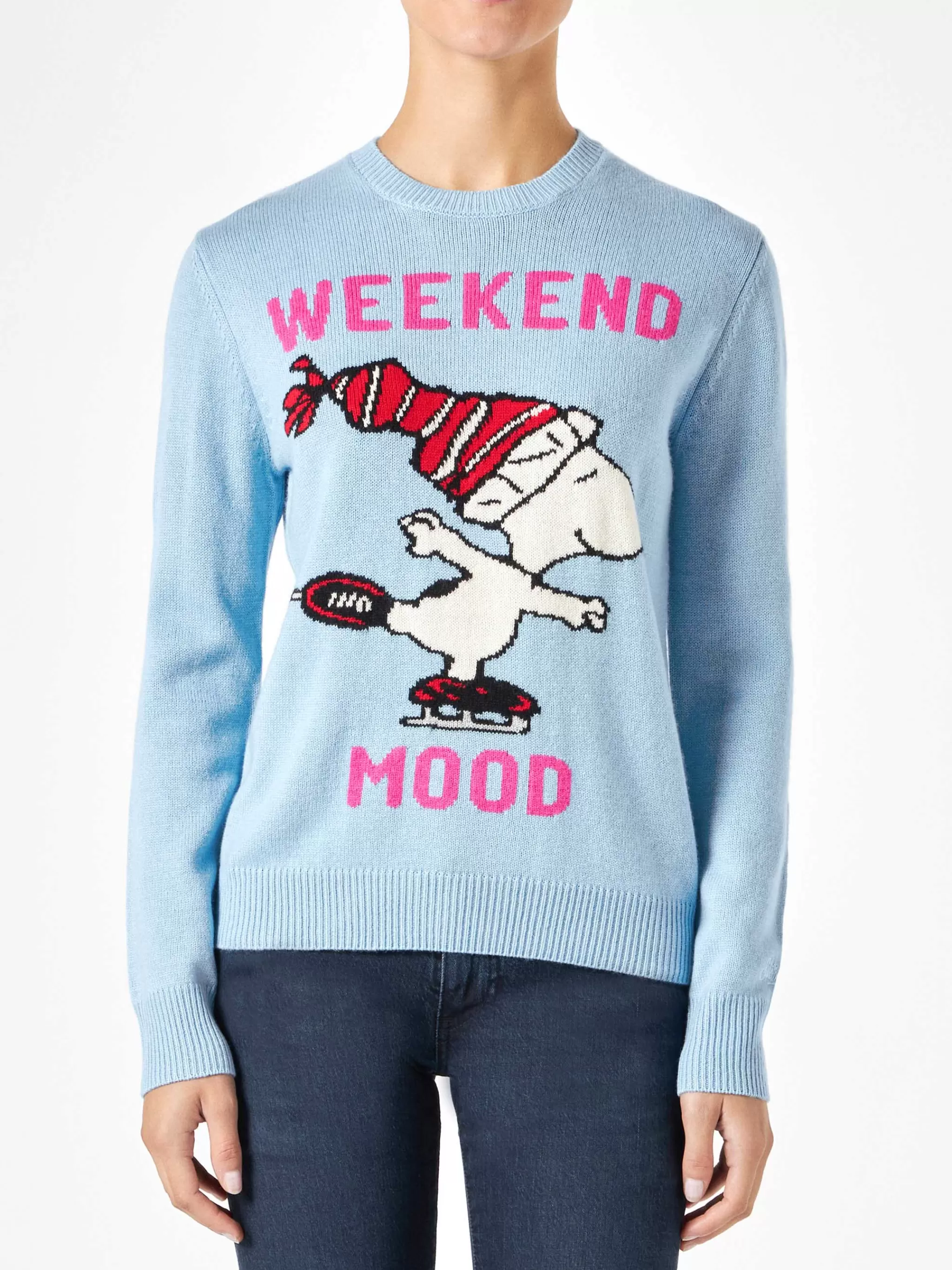 MC2 Saint Barth Woman sweater with Snoopy print | PEANUTS™ SPECIAL EDITION New