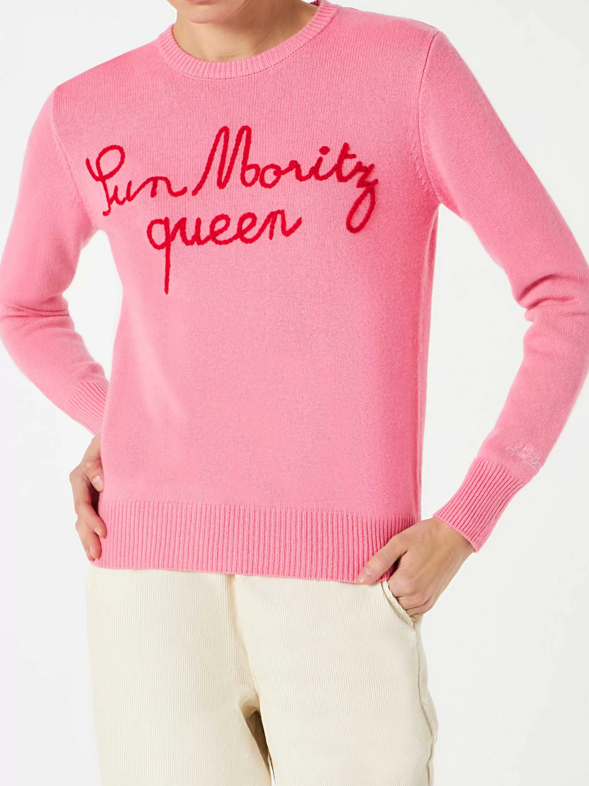 MC2 Saint Barth Woman sweater with Sun Moritz Queen embroidery Cheap