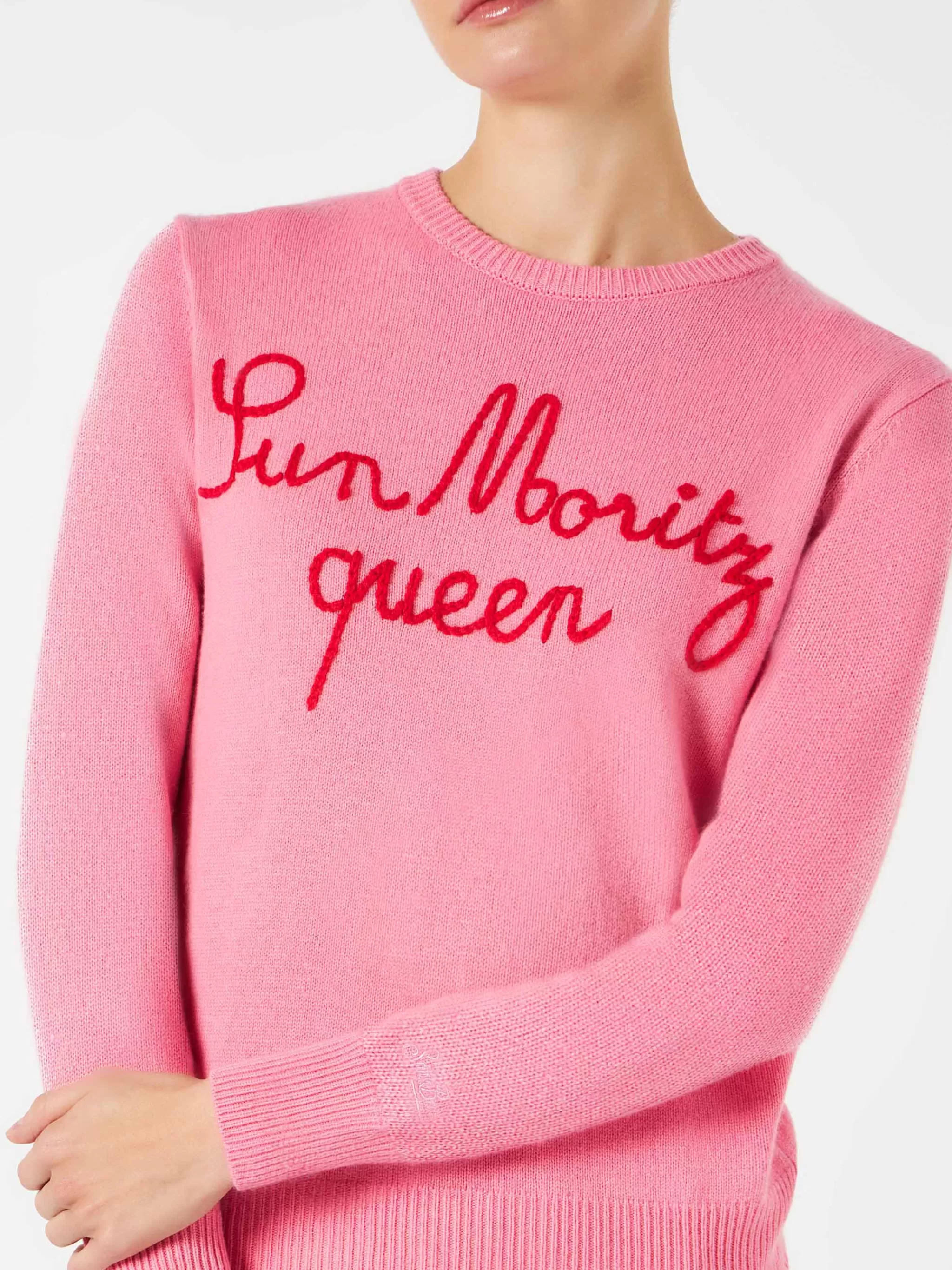 MC2 Saint Barth Woman sweater with Sun Moritz Queen embroidery Cheap