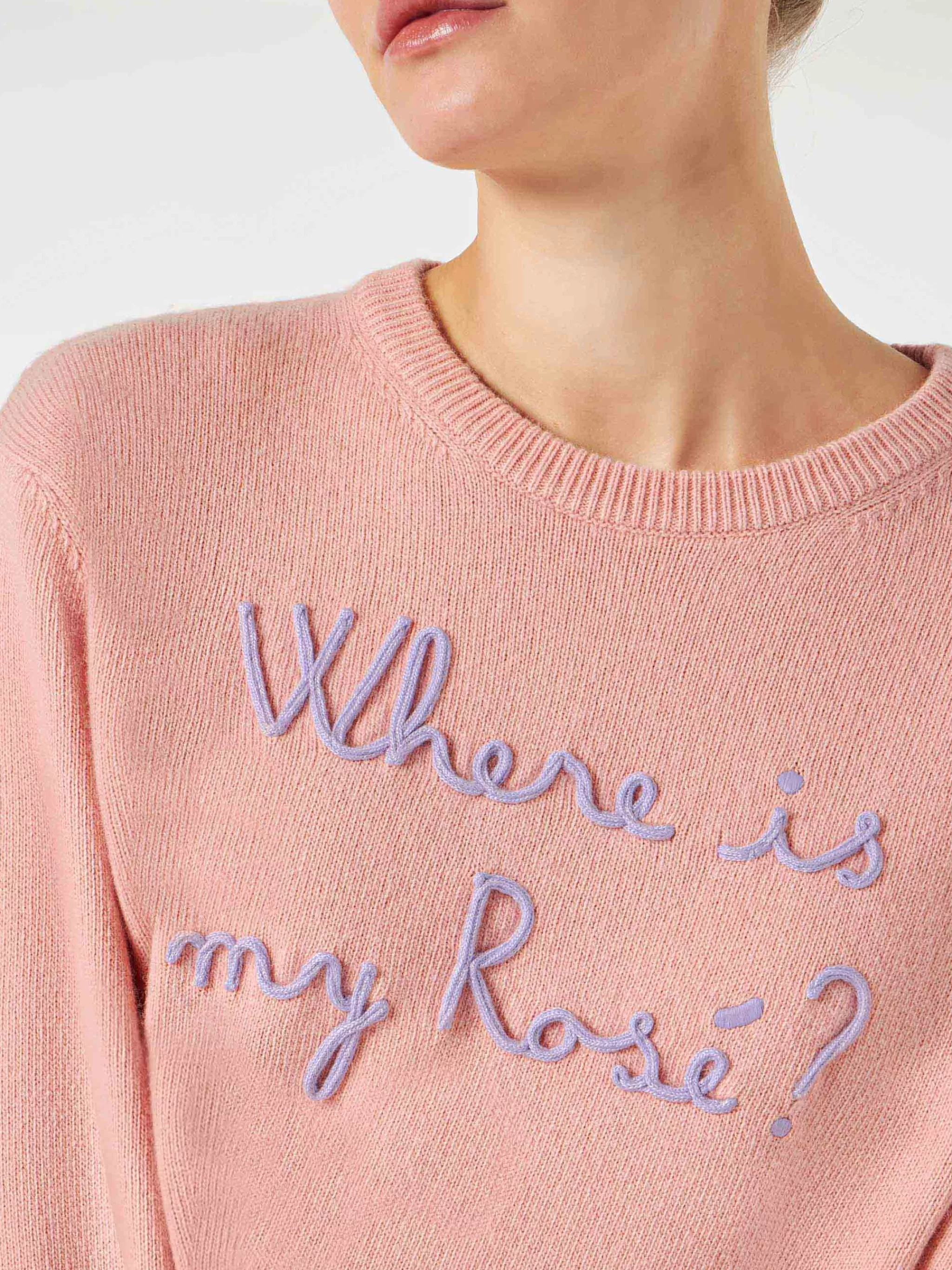 MC2 Saint Barth Woman sweater with Where is my Rosé? embroidery New