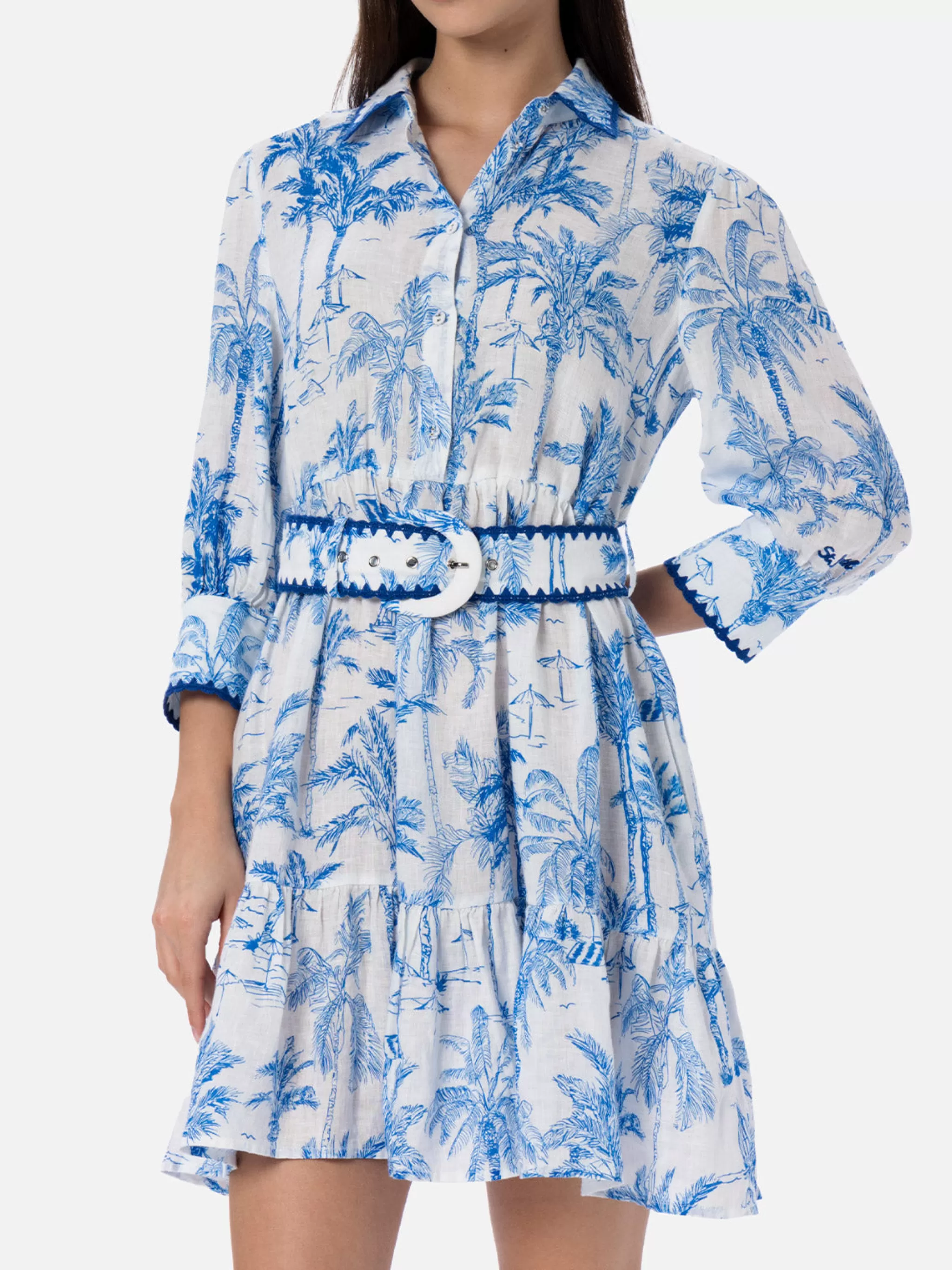 MC2 Saint Barth Woman Toile de Jouy linen dress Daisi Clearance