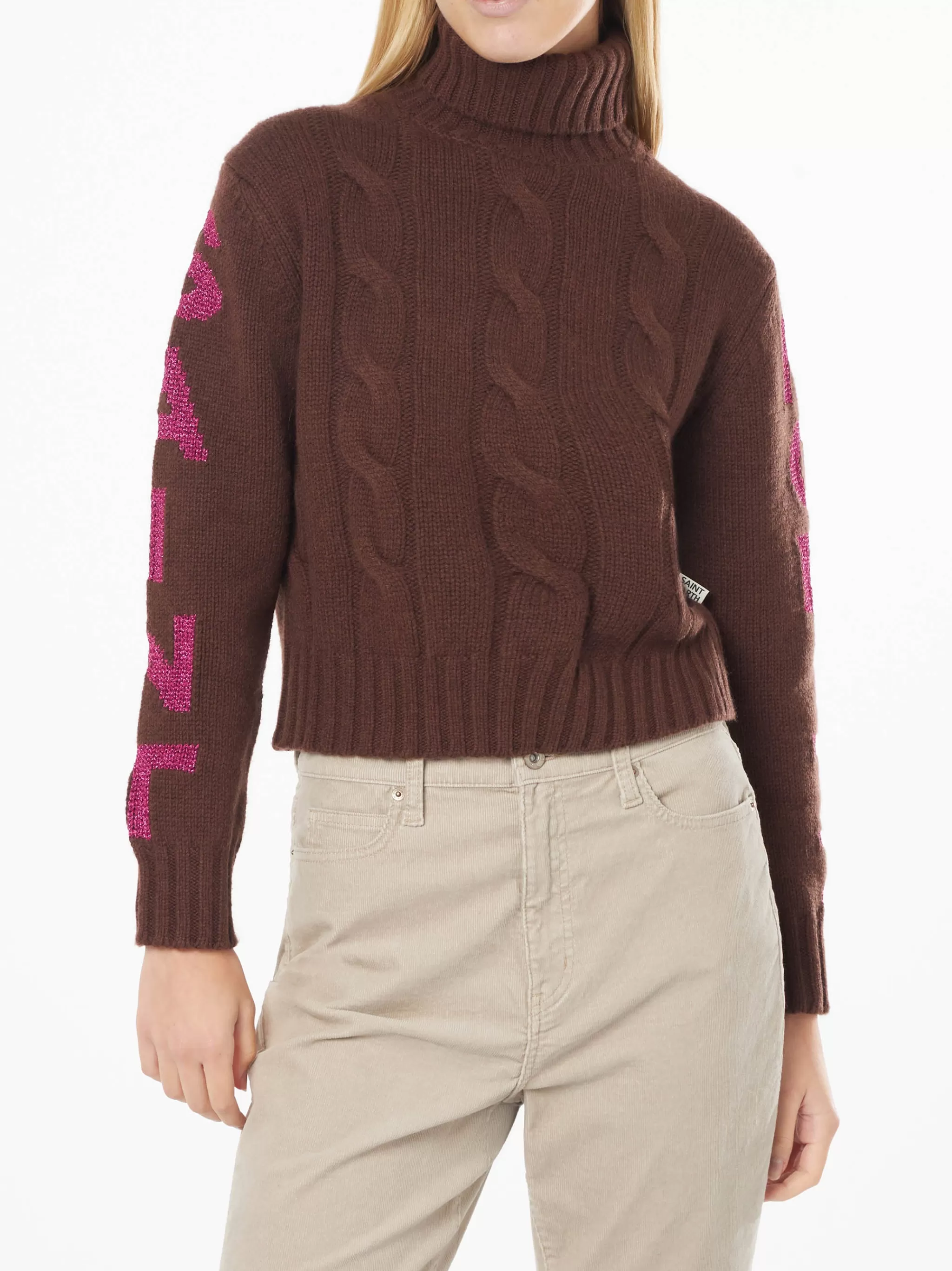 MC2 Saint Barth Woman turtleneck braided sweater with Saint Moritz jacquard Online