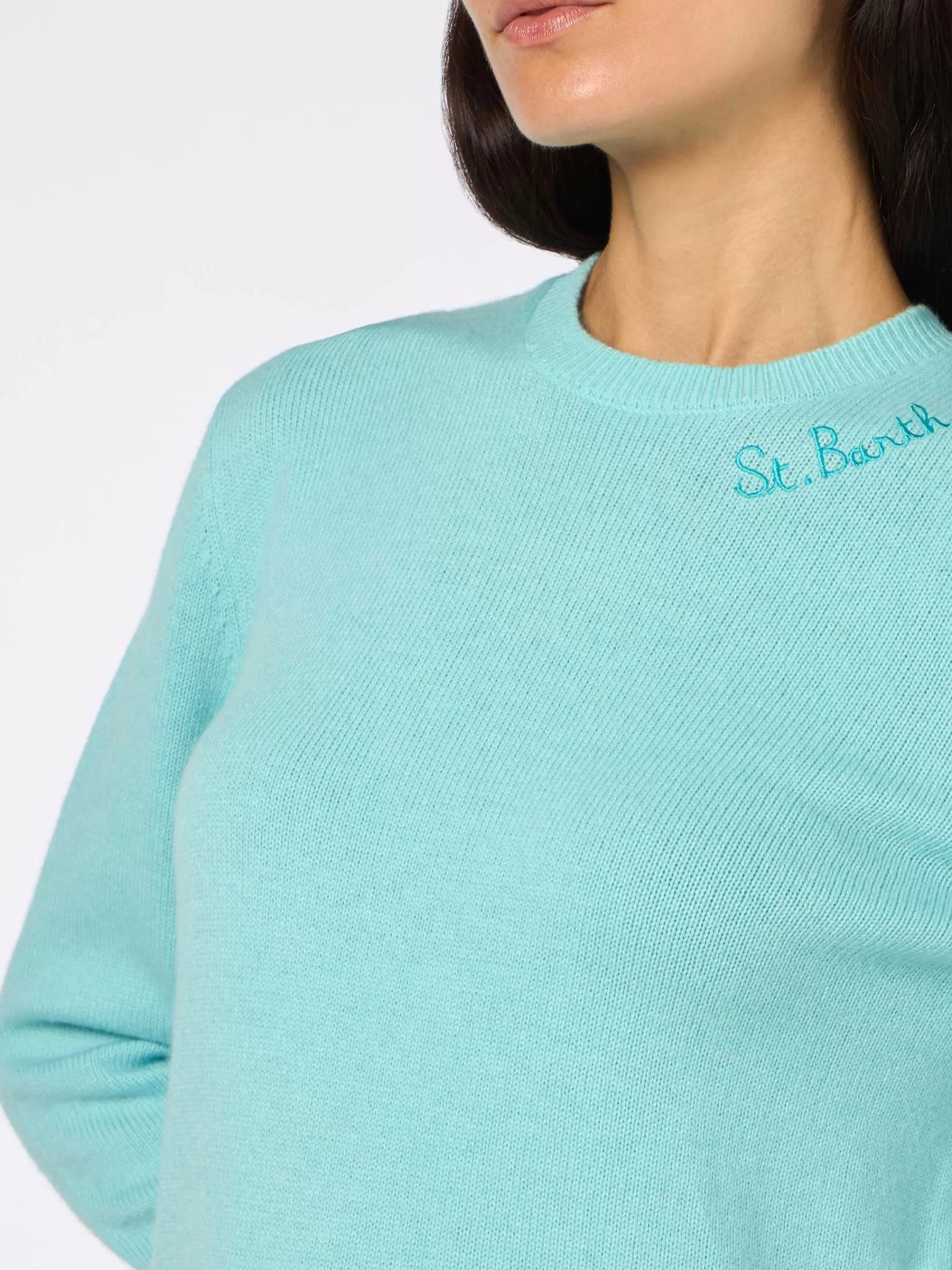 MC2 Saint Barth Woman water green cashmere blend sweater New Queen Outlet