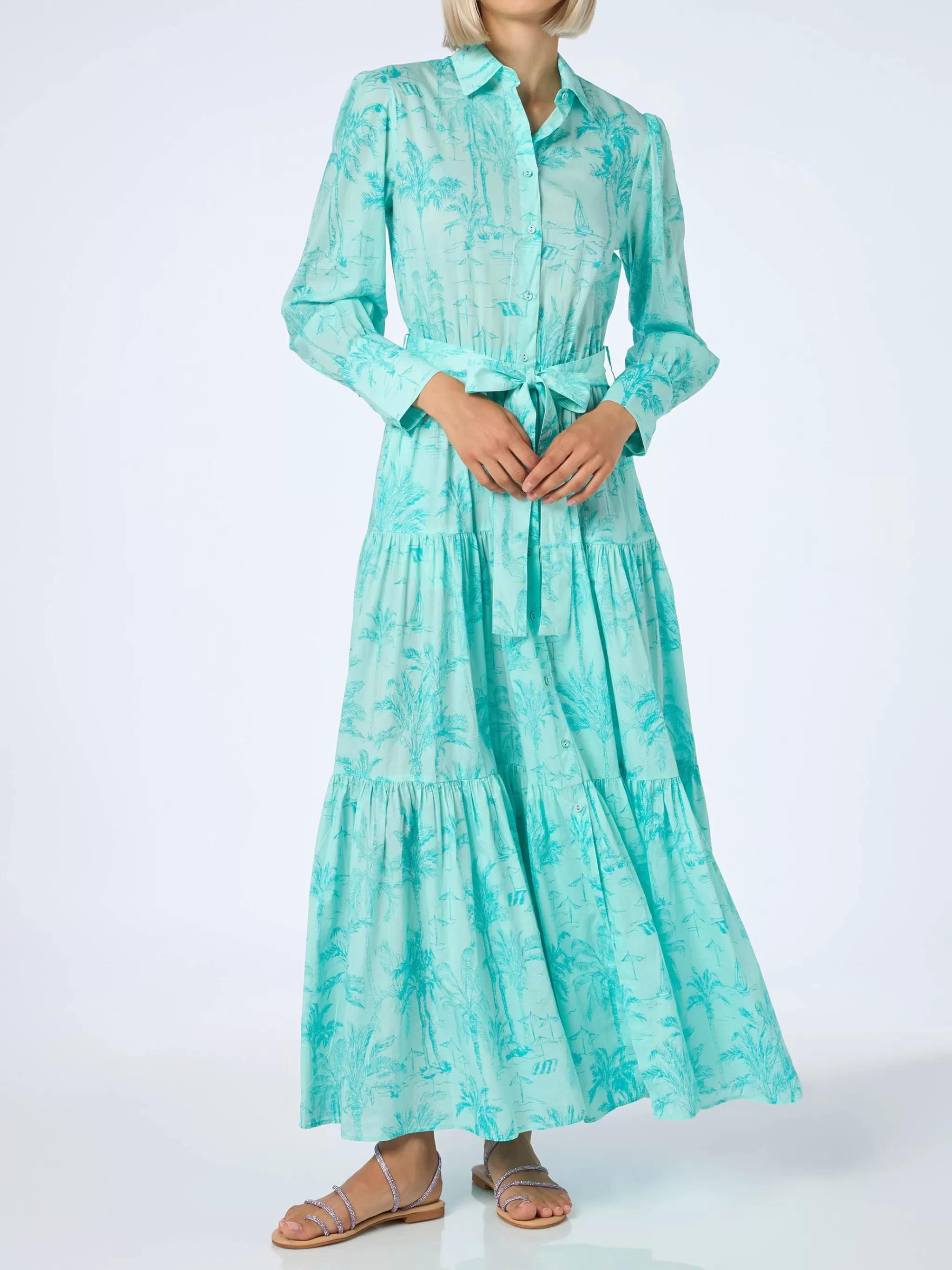 MC2 Saint Barth Woman water green toile de jouy cotton dress Jensen Hot